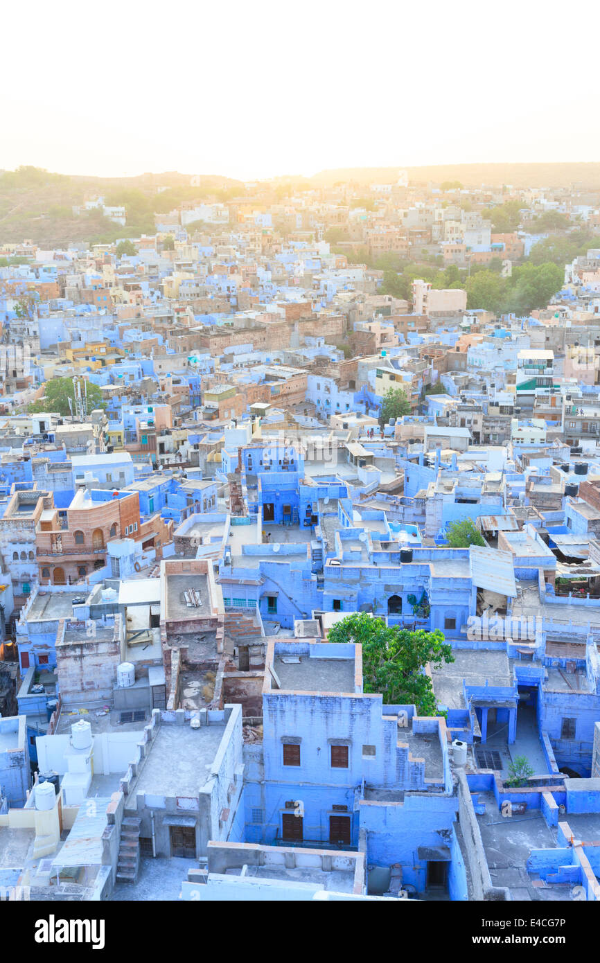 Tramonto su Jodhpur, India del città blu, Rajasthan, India Foto Stock