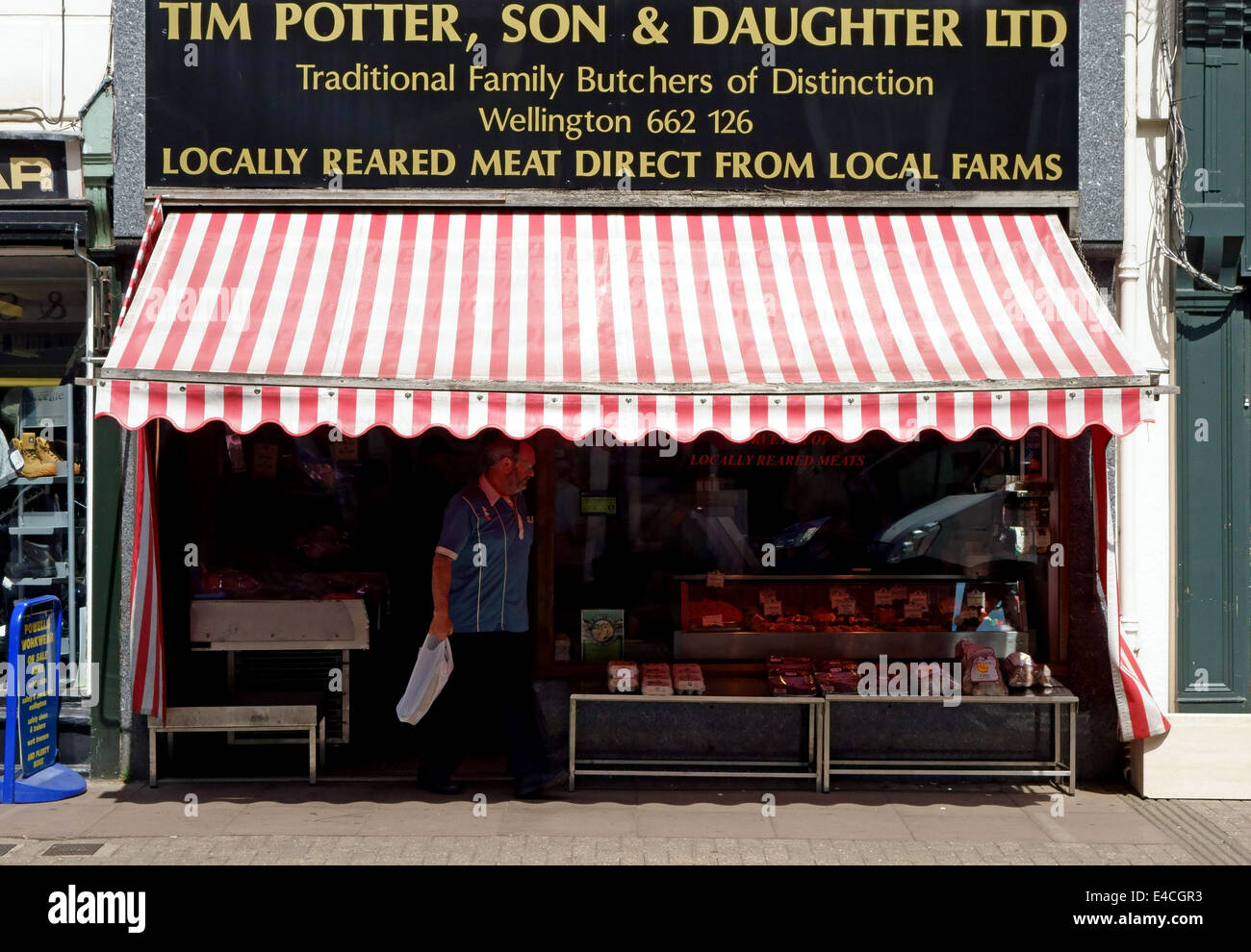 Famiglia negozio di macellaio di Wellington, in Somerset Foto Stock
