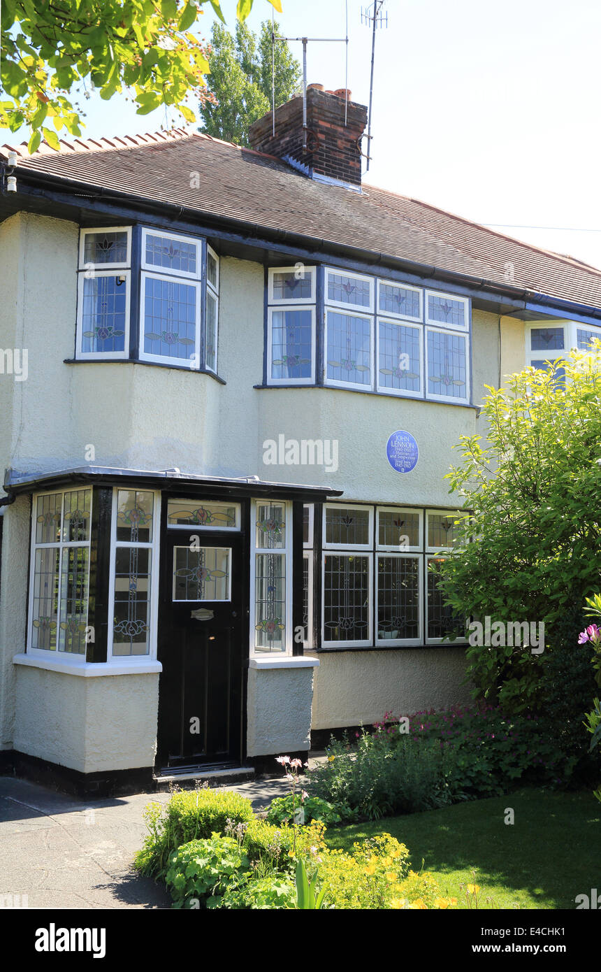 Mendips, la casa d'infanzia di John Lennon dei Beatles, ora di proprietà del National Trust, a 251 Menlove Avenue, Liverpool Foto Stock