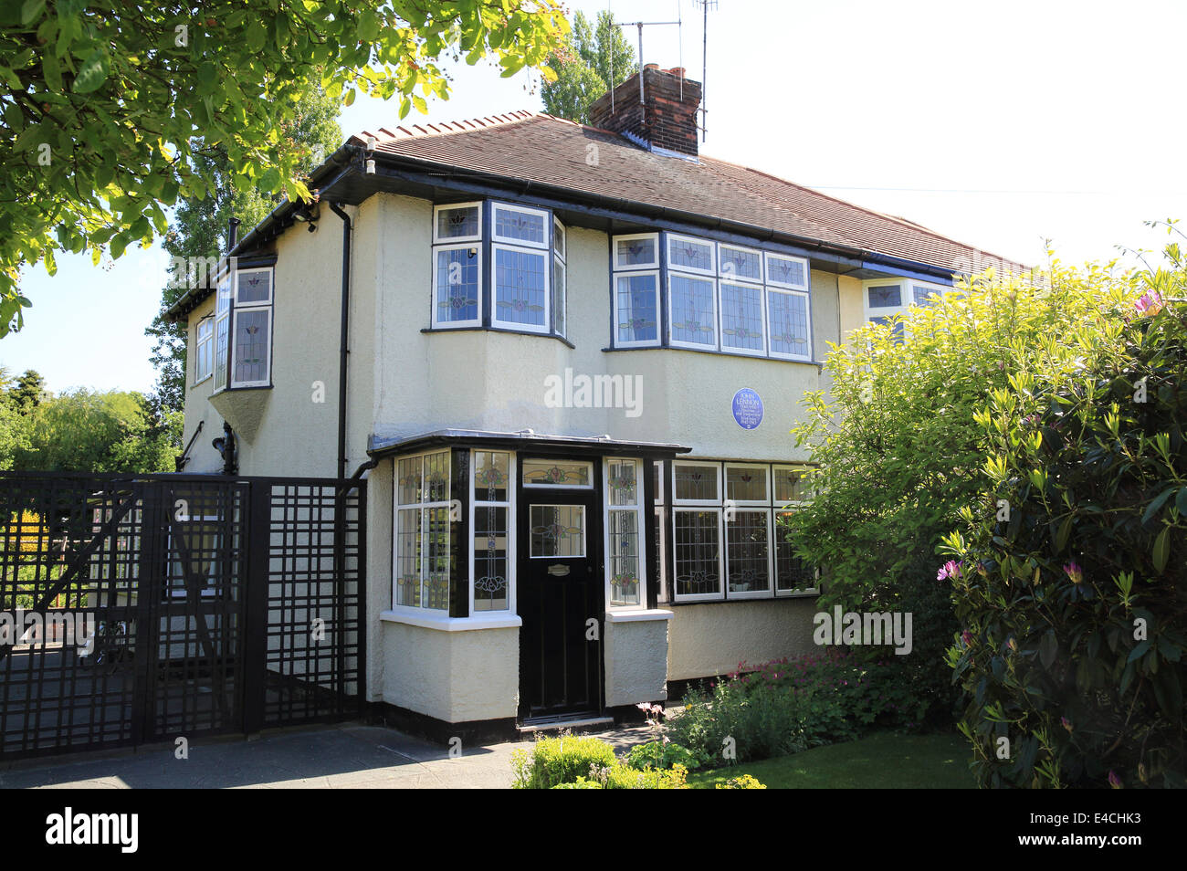 Mendips, la casa d'infanzia di John Lennon dei Beatles, ora di proprietà del National Trust, a 251 Menlove Avenue, Liverpool Foto Stock