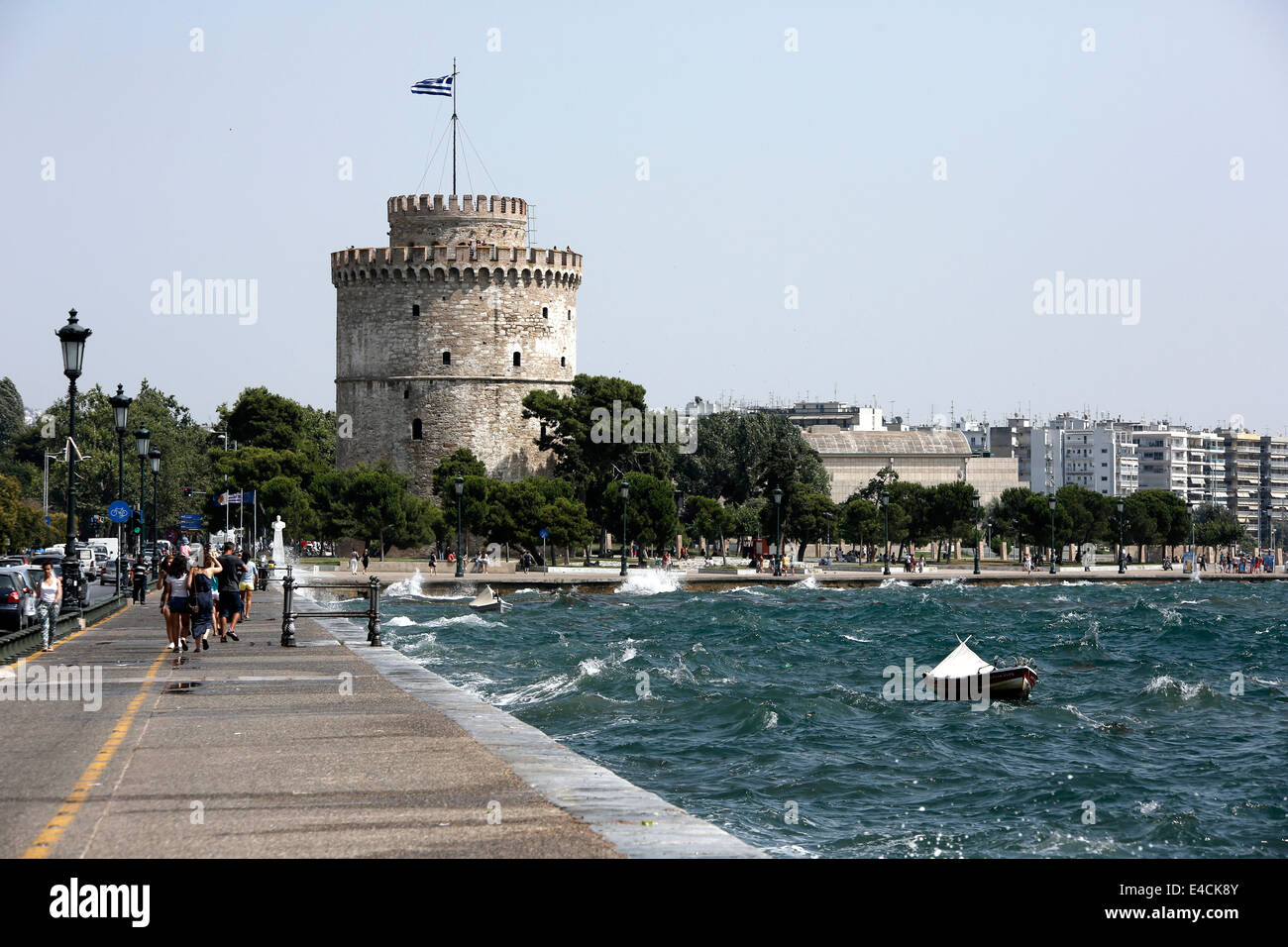 Il punto di riferimento di Salonicco, la Torre Bianca. La Grecia settentrionale Foto Stock