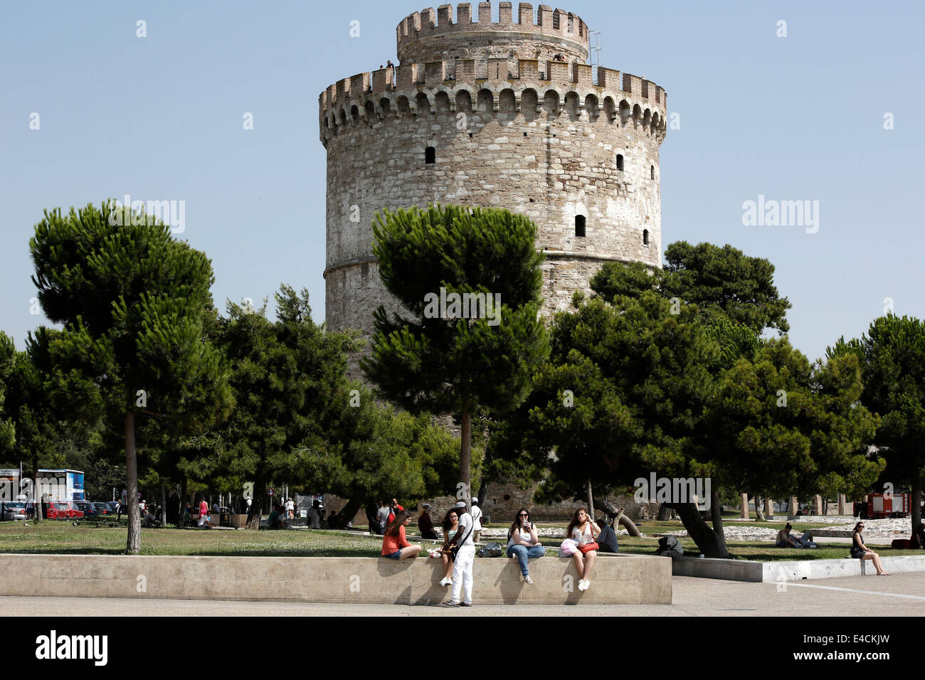Il punto di riferimento di Salonicco, la Torre Bianca. La Grecia settentrionale Foto Stock
