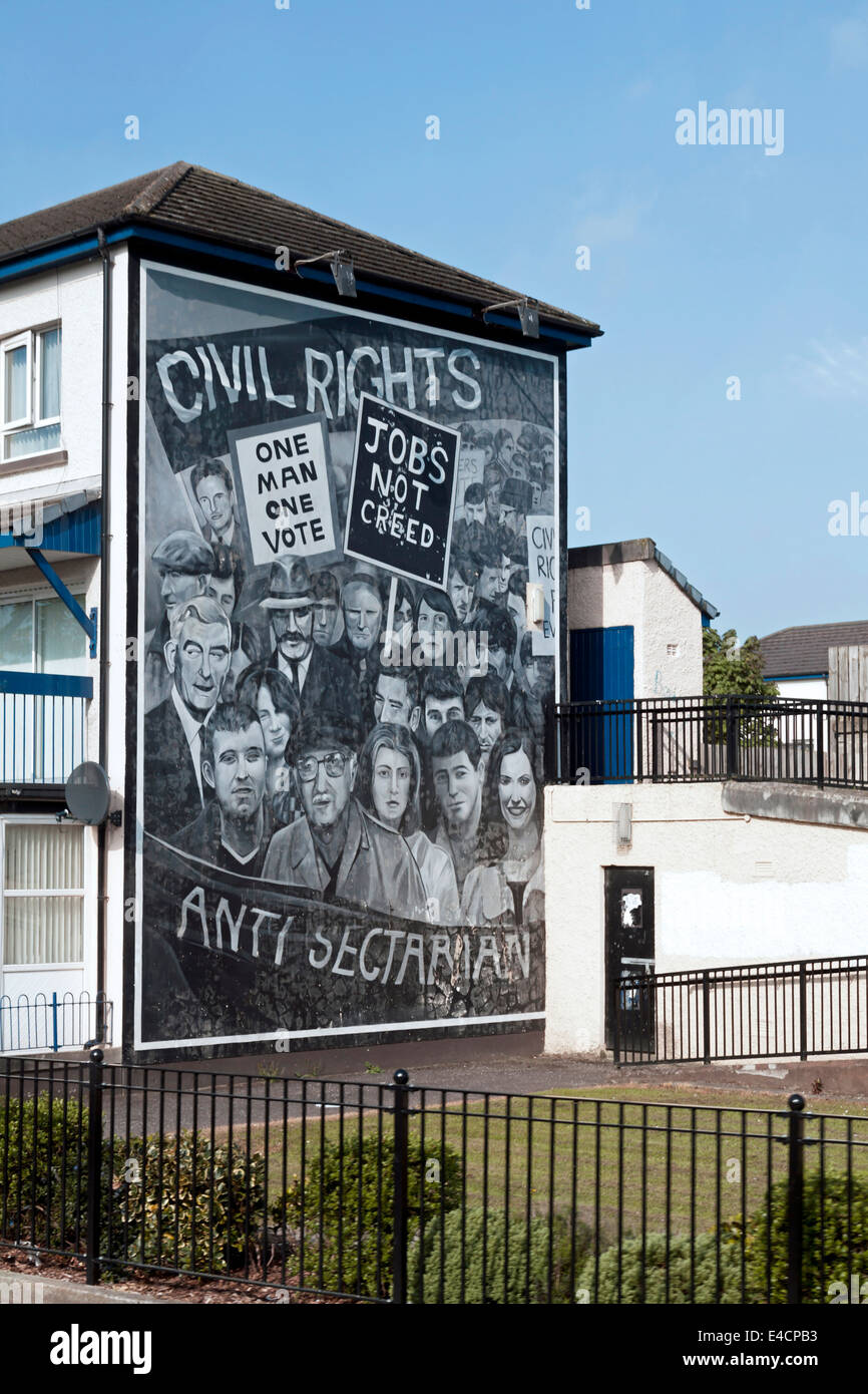 I diritti civili murale, Londonderry, nella contea di Derry, Irlanda del Nord, Regno Unito. Foto Stock
