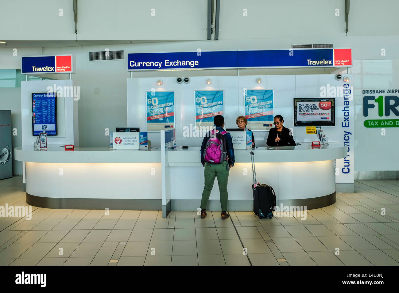 Ufficio cambio valuta presso l'aeroporto internazionale di Brisbane Foto Stock