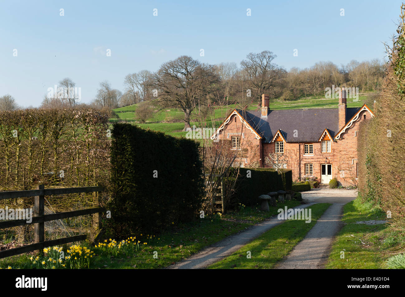 La facciata esterna del xviii secolo Wiltshire cottage in stile vittoriano con estensione a capanna. Foto Stock