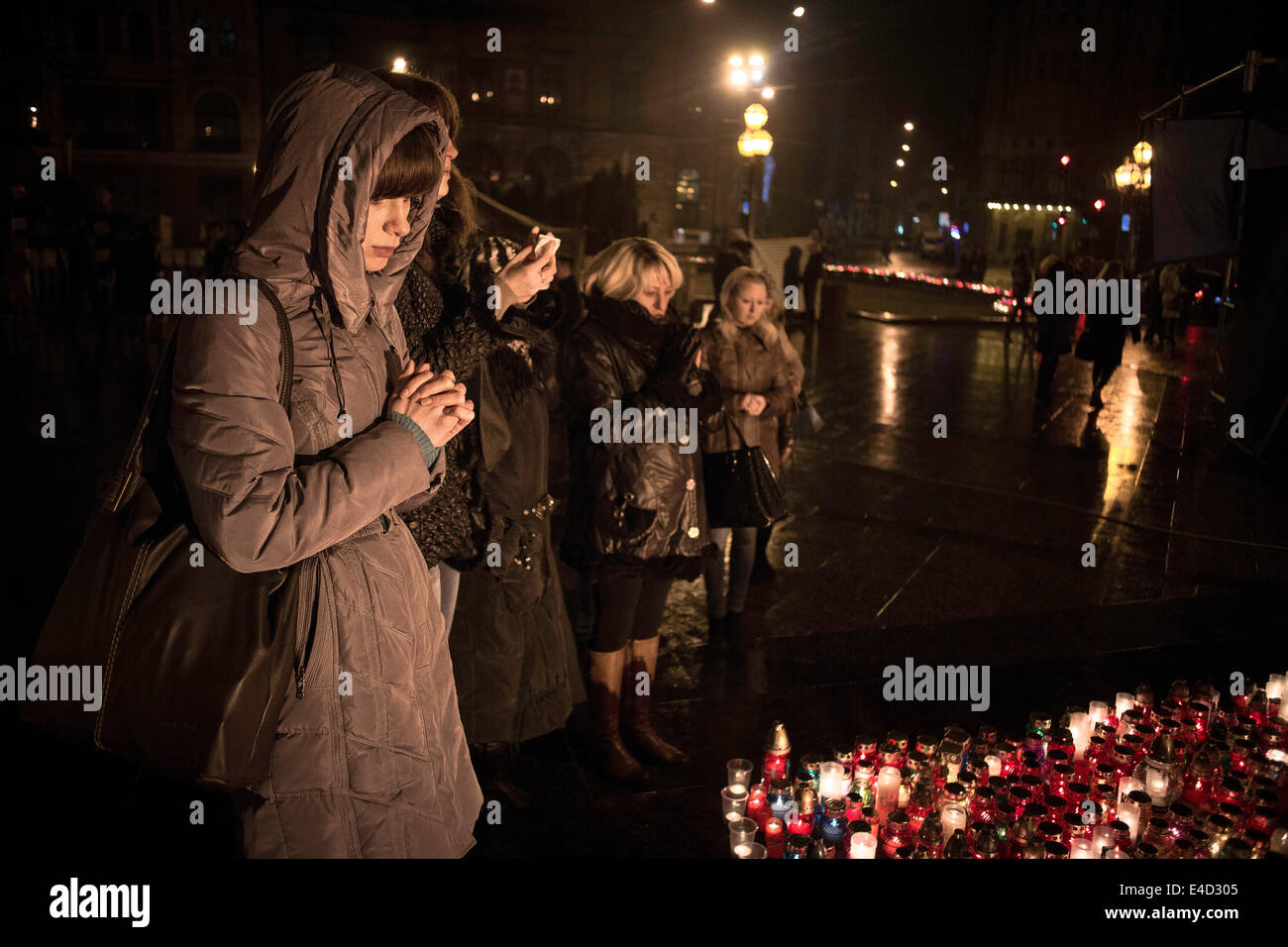 Cerimonia di lutto per le vittime del Euromaidan a Kiev, Lviv, Ucraina occidentale, Ucraina Foto Stock