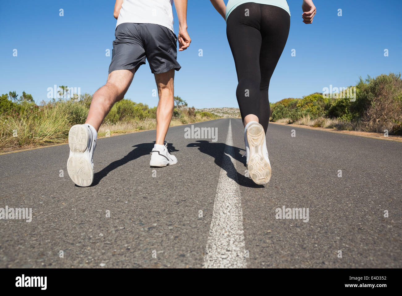 Montare matura in esecuzione su strada aperta insieme Foto Stock