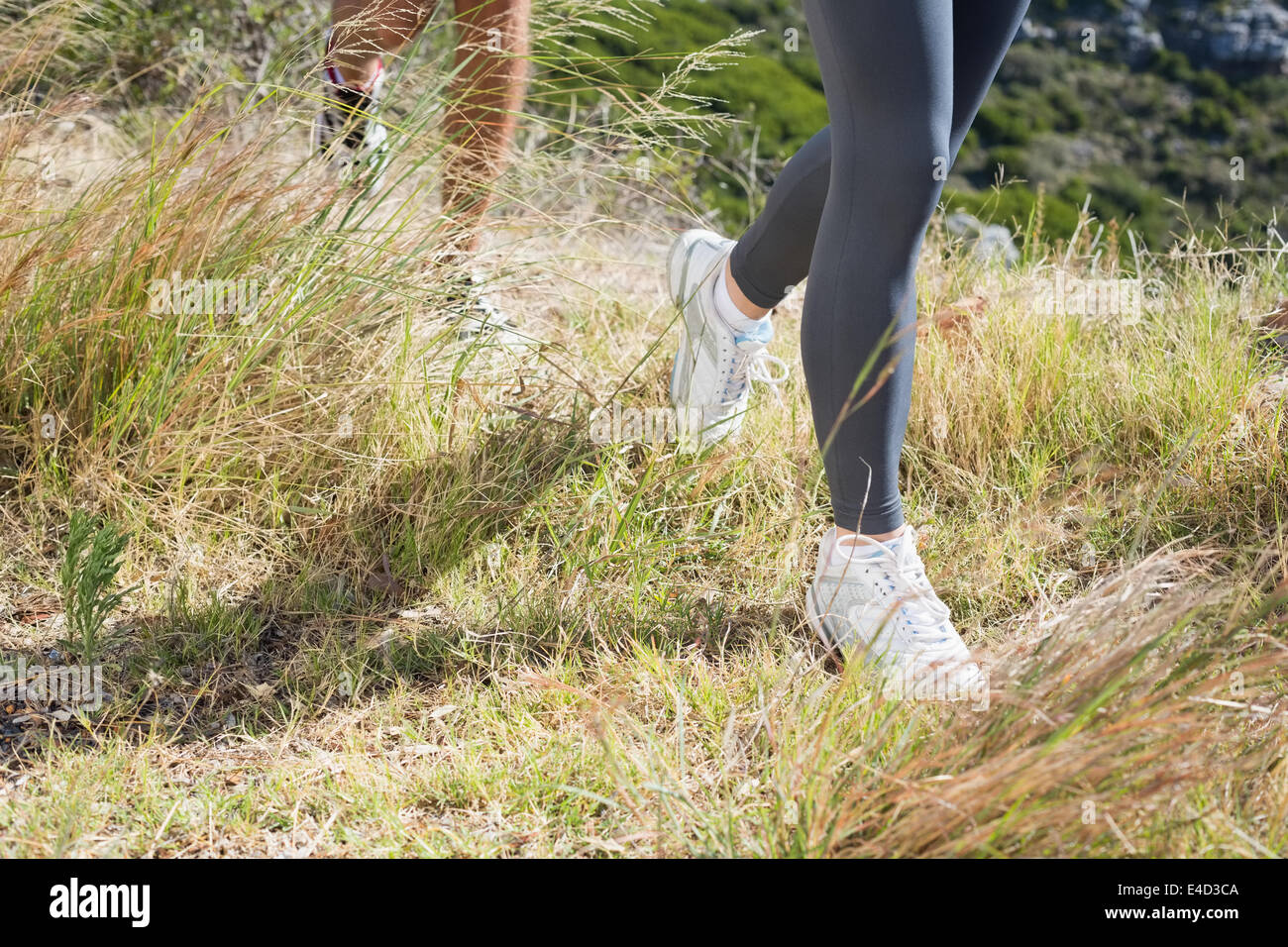 Montare il giovane jogging attraverso la campagna Foto Stock