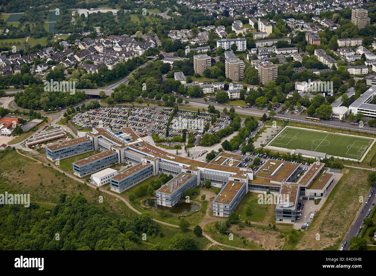 Vista aerea, Università di Coblenza, Karthause trimestre, Coblenza, Renania-Palatinato, Germania Foto Stock