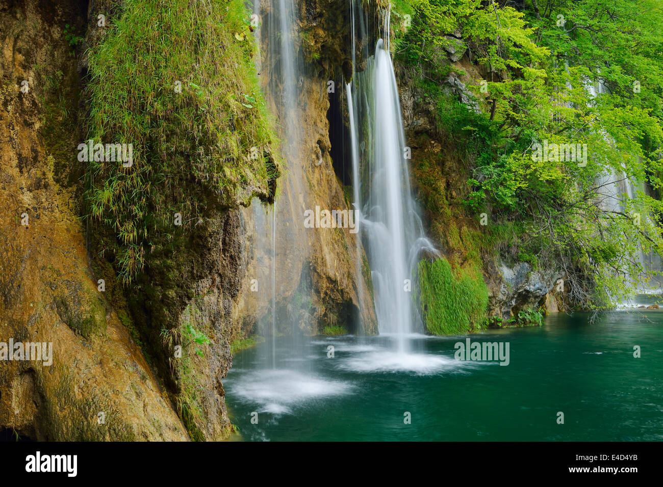 Cascata, Parco Nazionale dei Laghi di Plitvice, Jezera, Lika-Senj Affitto, Croazia Foto Stock