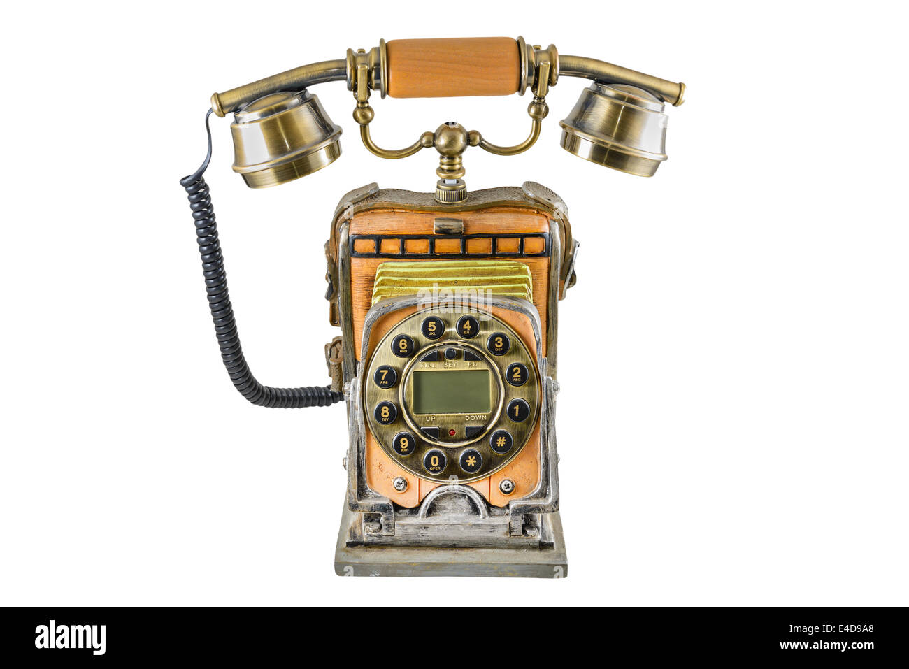 Il telefono in stile retrò su sfondo bianco Foto Stock