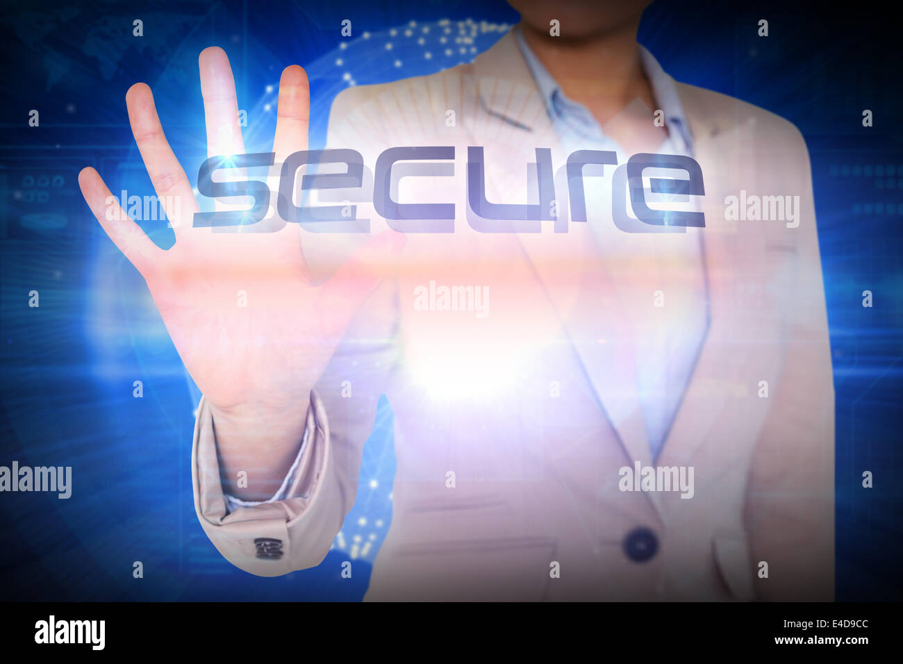 Imprenditrice presentando la parola secure Foto Stock