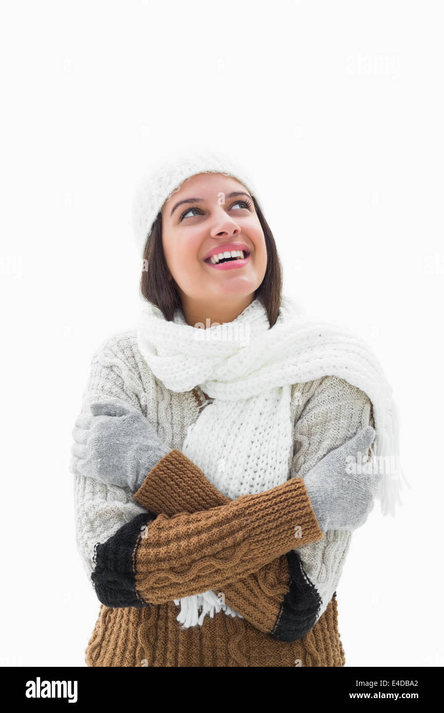 Bella bruna in vestiti caldi Foto Stock