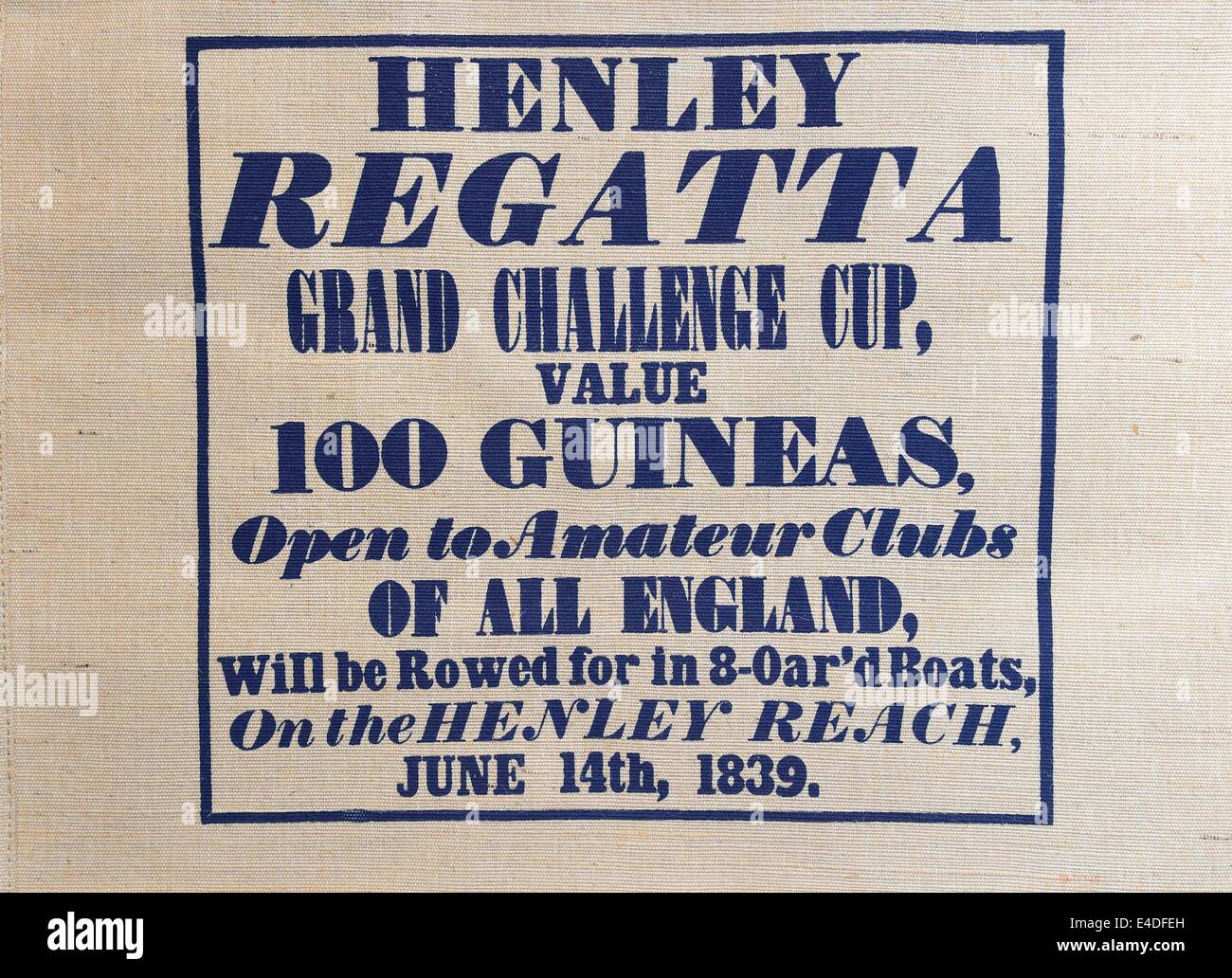 Poster del primo Grand Challenge Cup gara svoltasi a Henley Regatta più tardi per essere nominato Royal Henley Regatta con regio patronato Foto Stock
