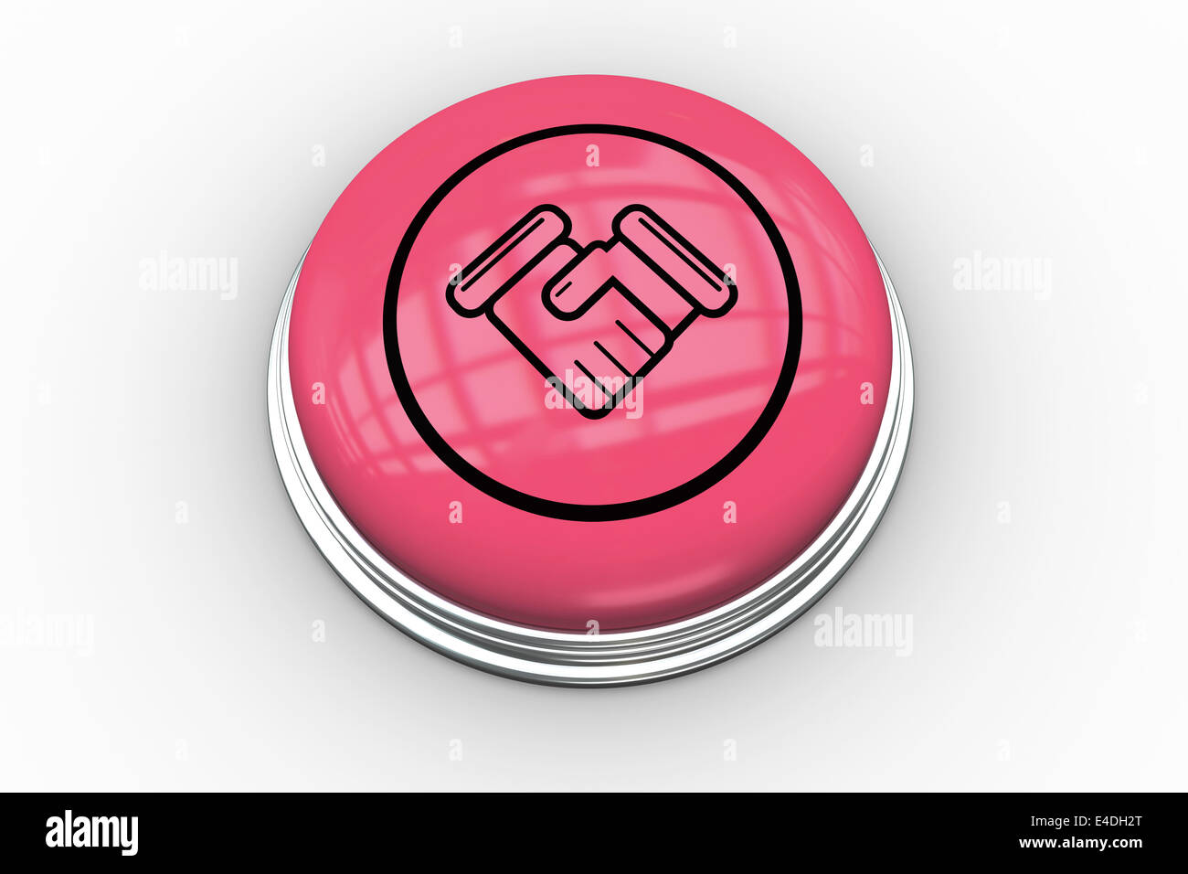 Grafico di stretta di mano sul pulsante rosa Foto Stock