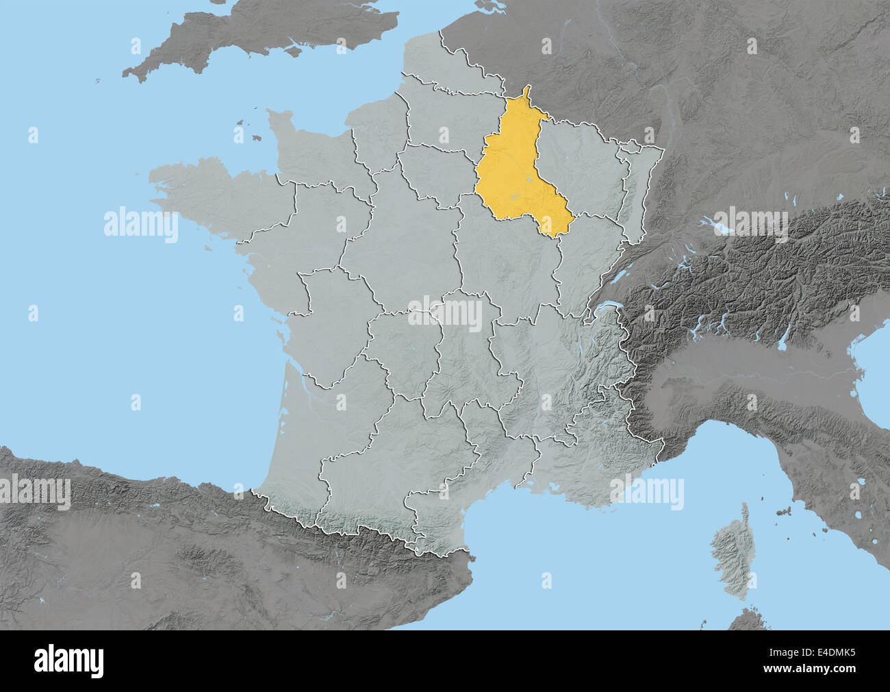 Regione Champagne-Ardenne, in Francia, Mappa di sfiato Foto stock - Alamy