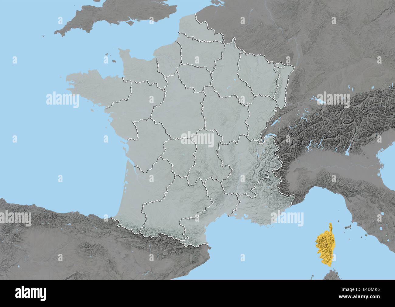 Regione di Corsica, Francia, Mappa di sfiato Foto Stock