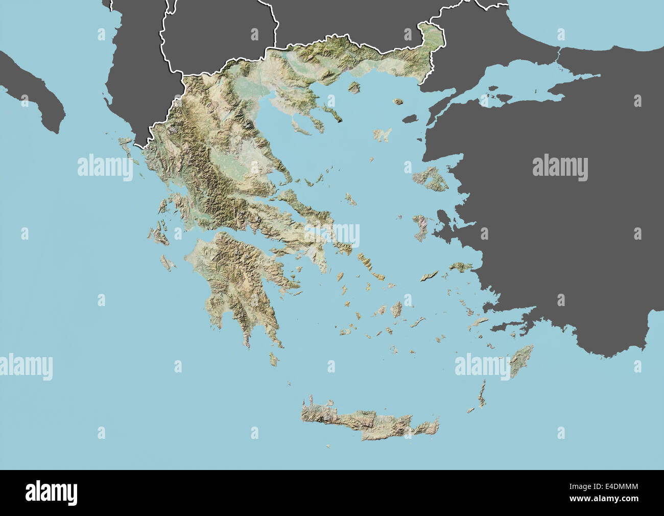 La Grecia, carta in rilievo con bordo e maschera Foto Stock