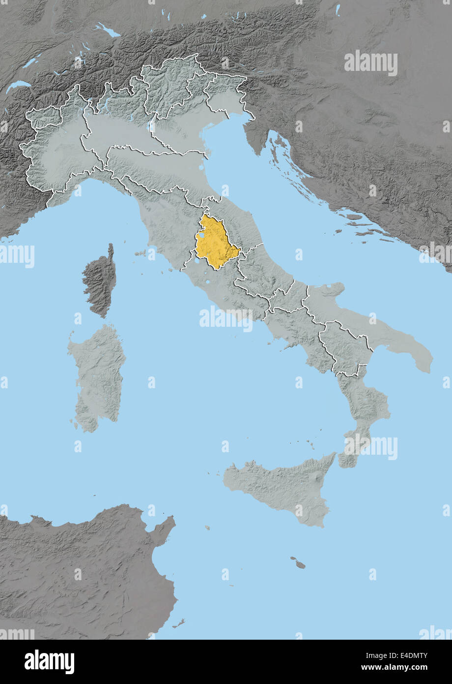 Regione Umbria, Italia, mappa di sfiato Foto Stock