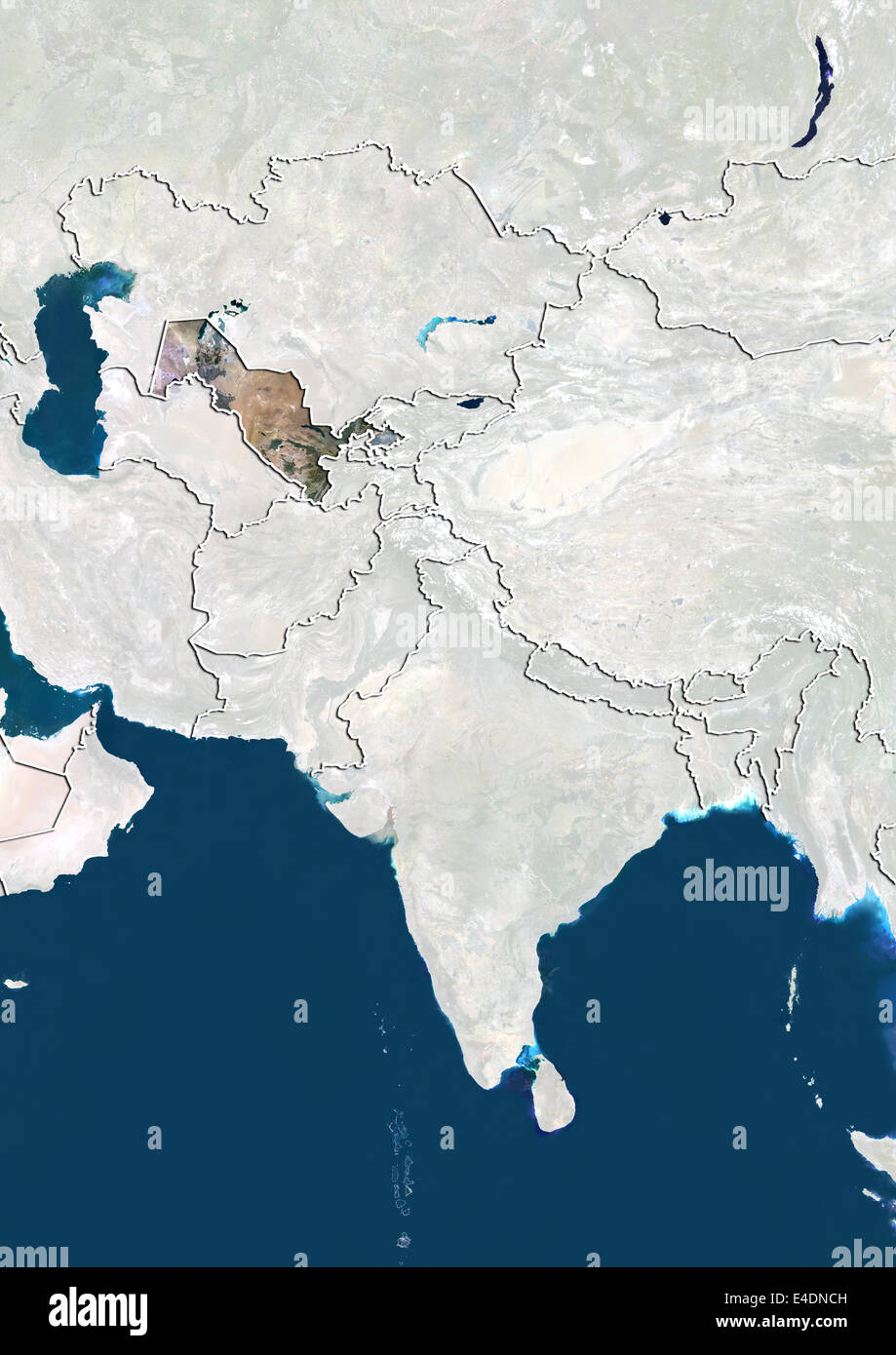 Uzbekistan, immagine satellitare Foto Stock