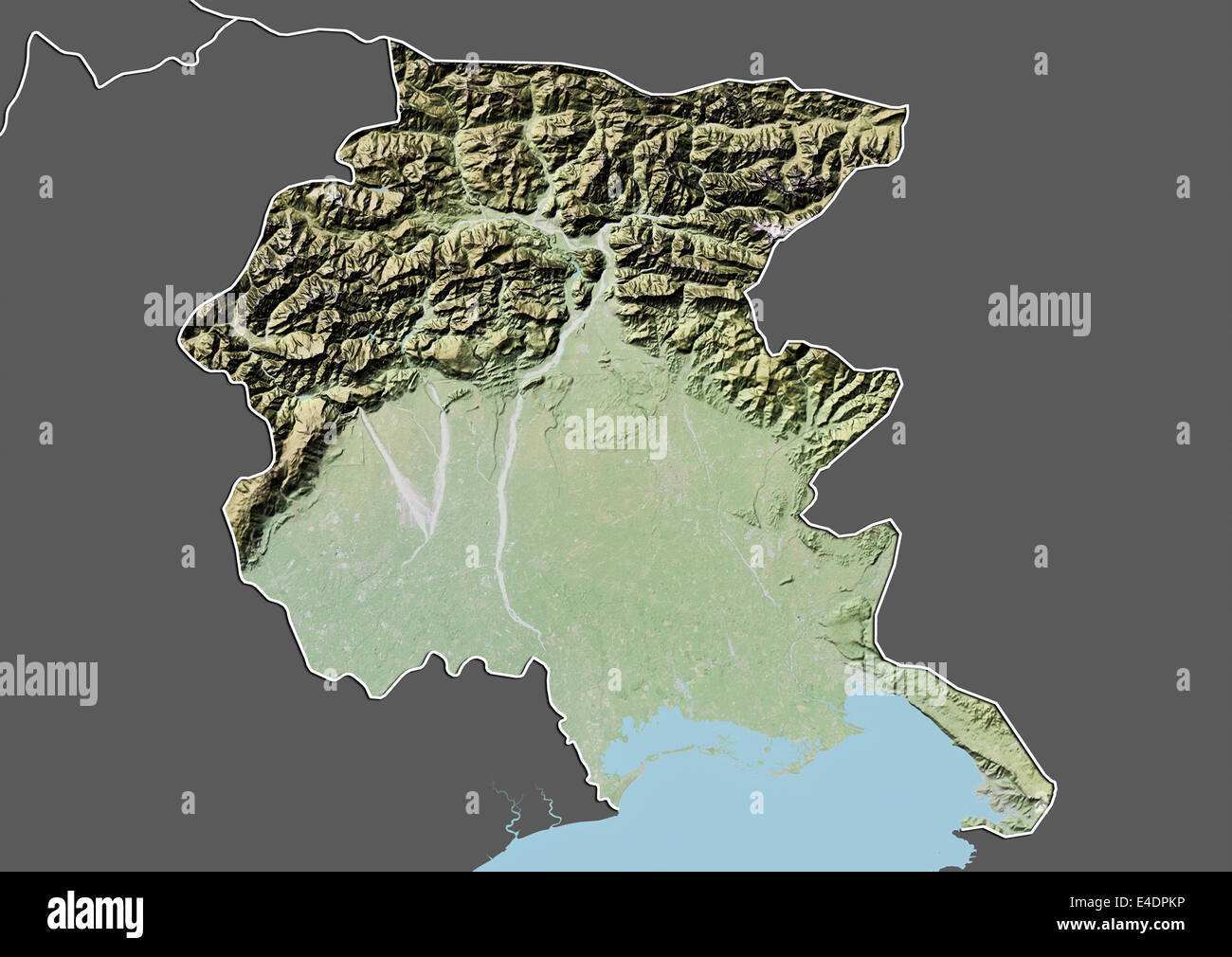 Regione del Friuli Venezia Giulia, Italia, mappa di sfiato Foto Stock