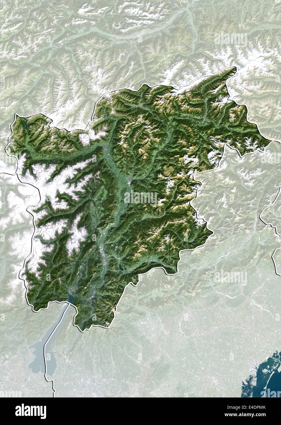 Regione Trentino Alto Adige, Italia, True Color satellitare immagine Foto Stock