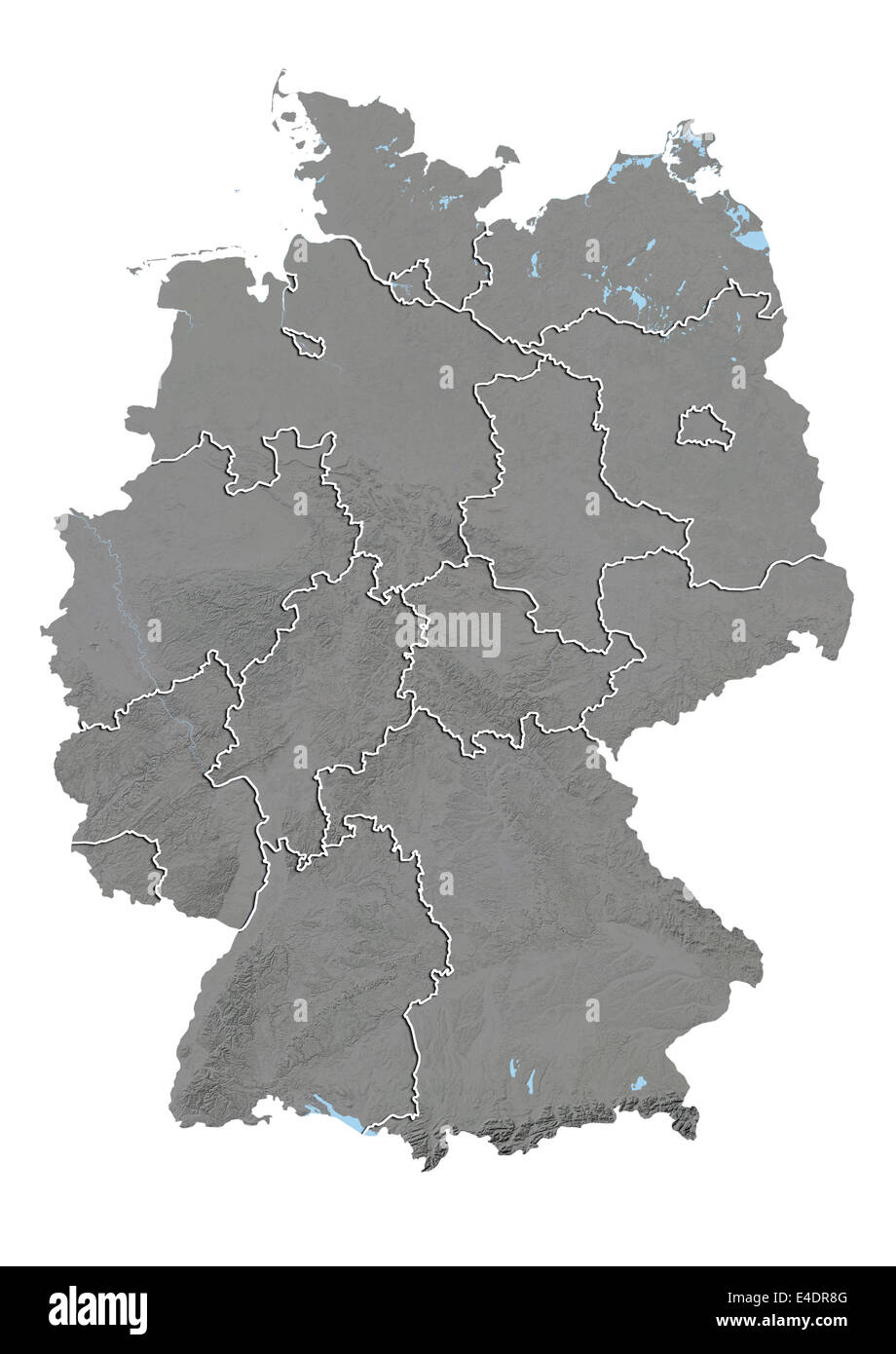 Germania, Rilievo mappa con i confini di stato Foto Stock