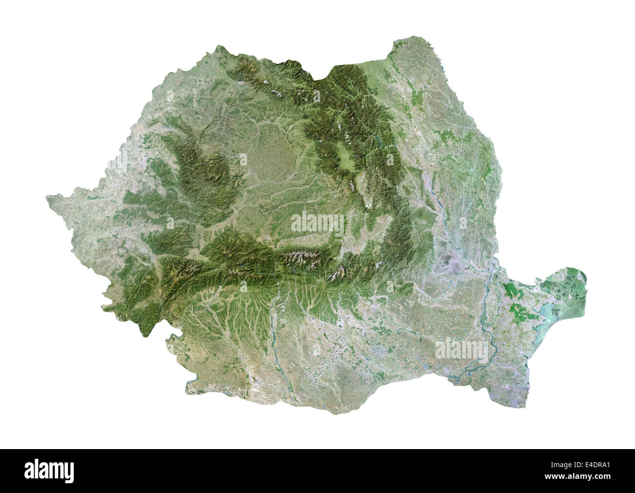 La Romania, immagine satellitare Foto Stock