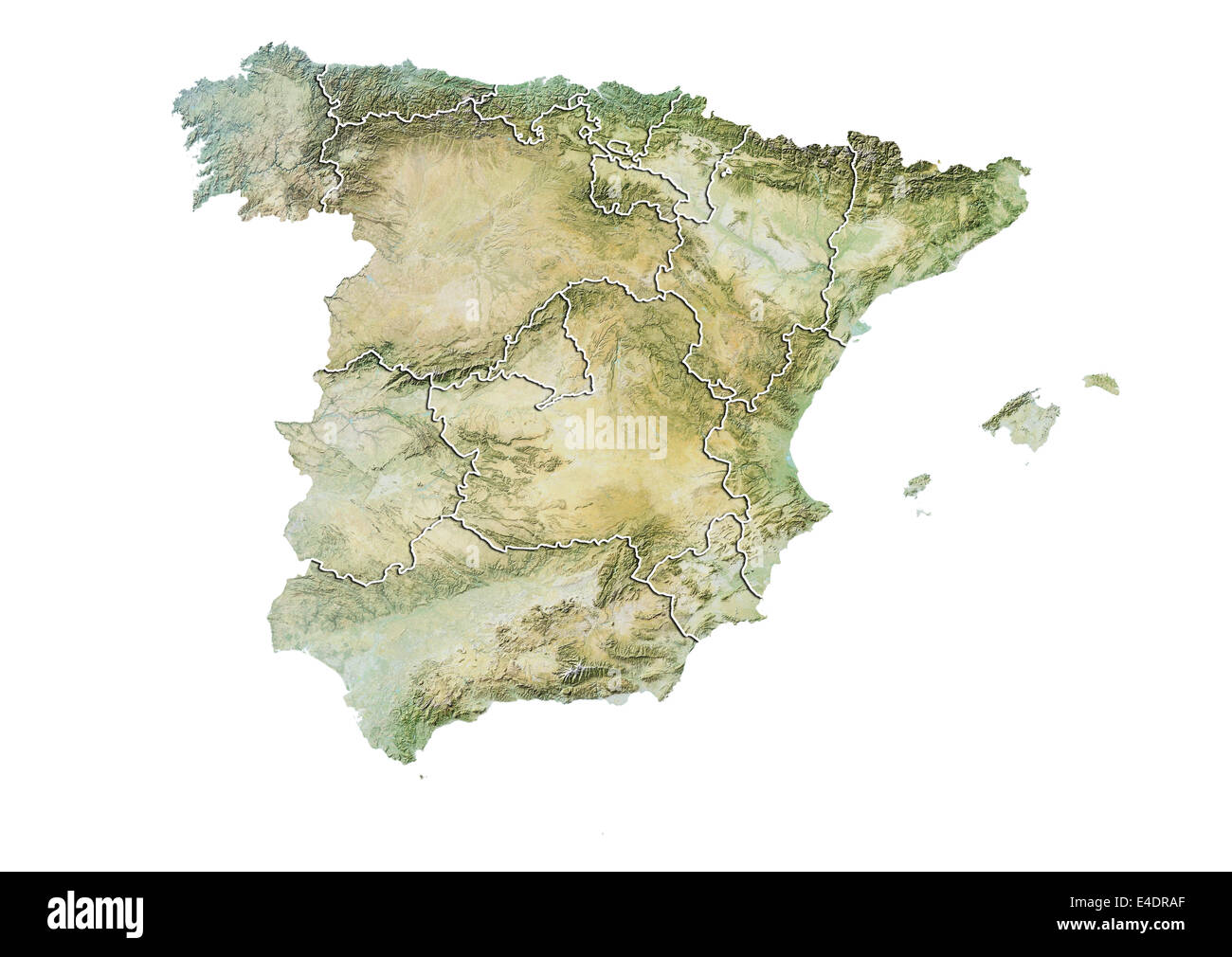 Spagna, Rilievo mappa con i limiti di zona Foto Stock