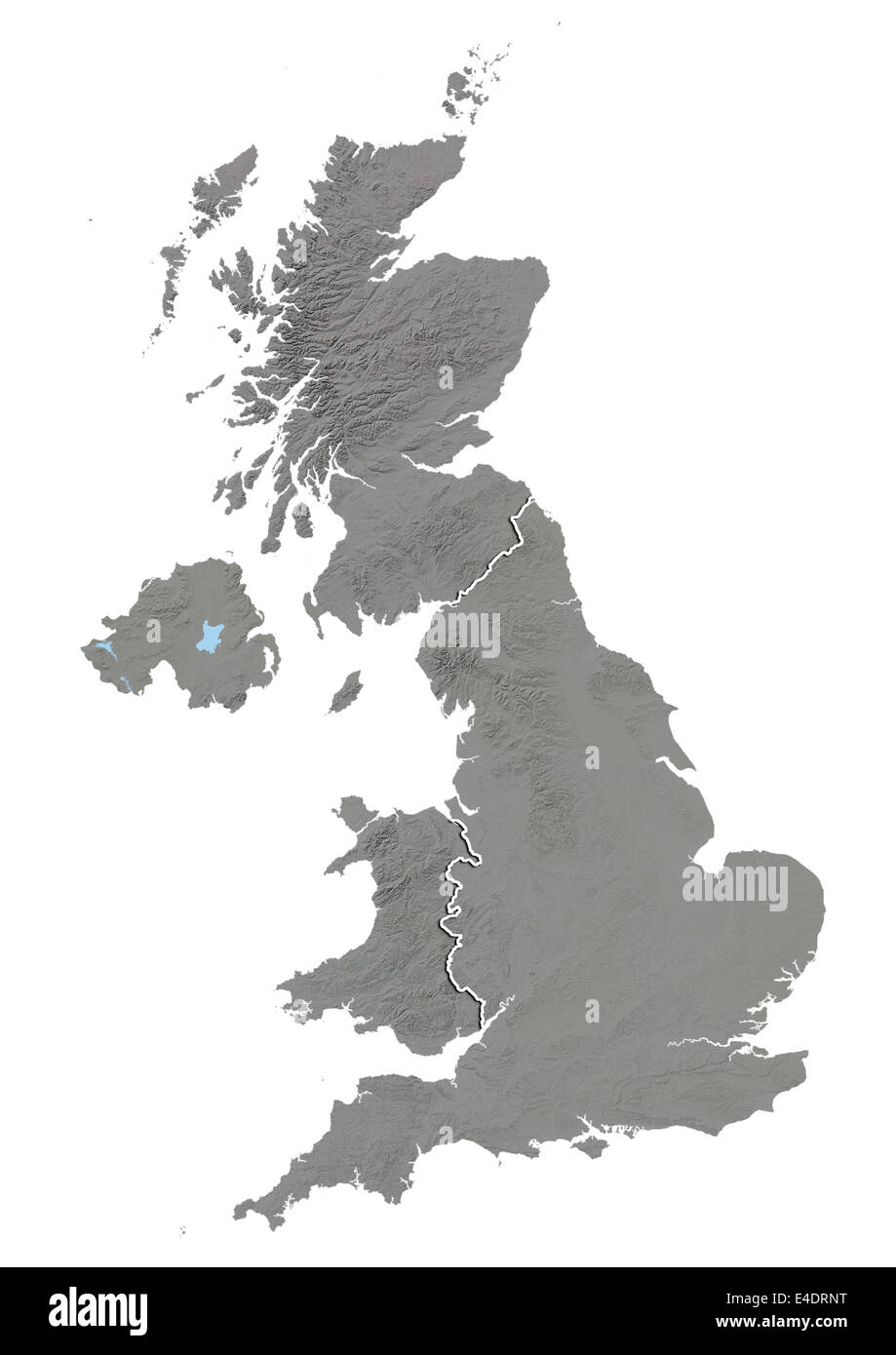 Regno Unito, Rilievo mappa con i confini del paese Foto Stock