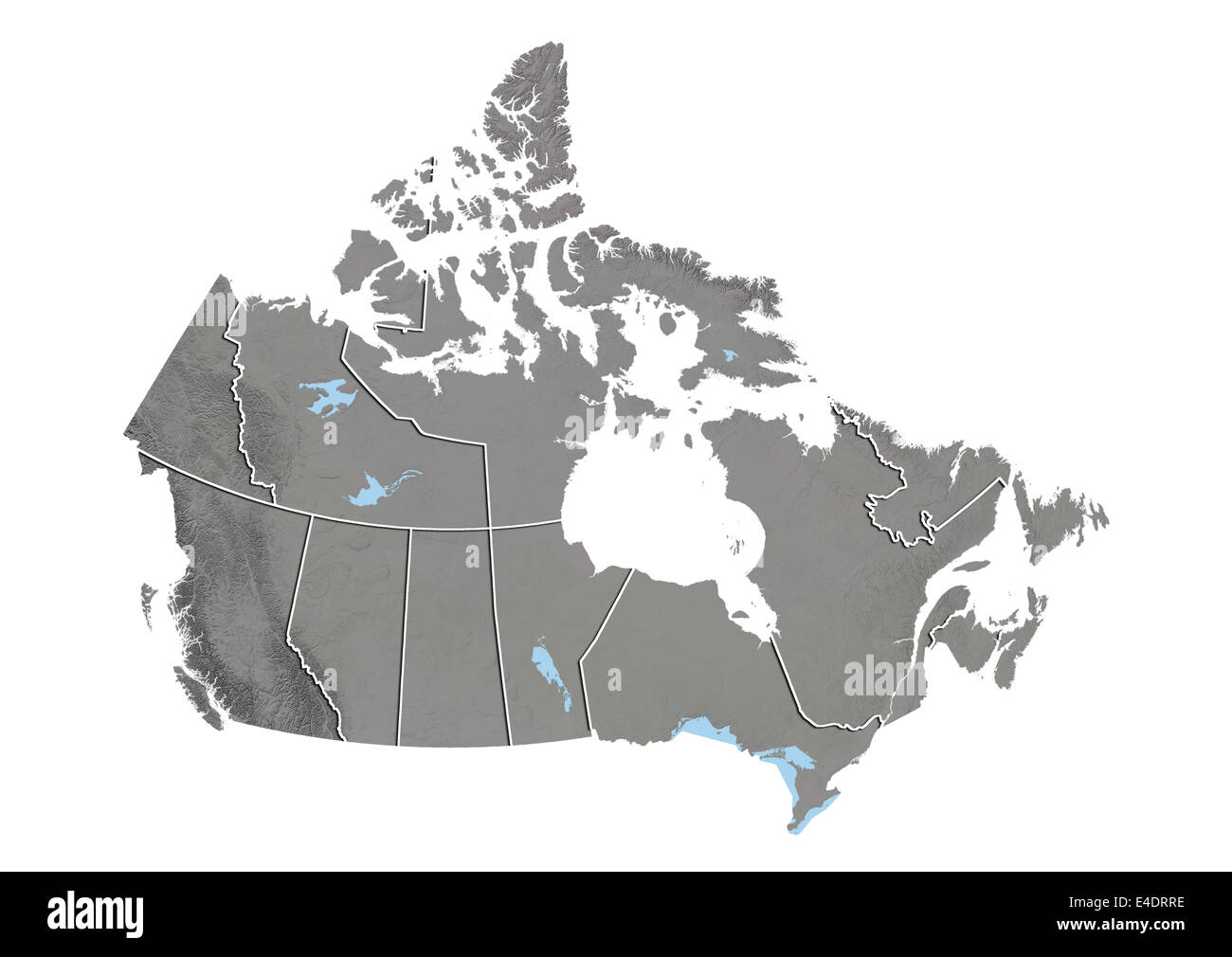 Canada, Rilievo mappa con i confini della provincia Foto Stock