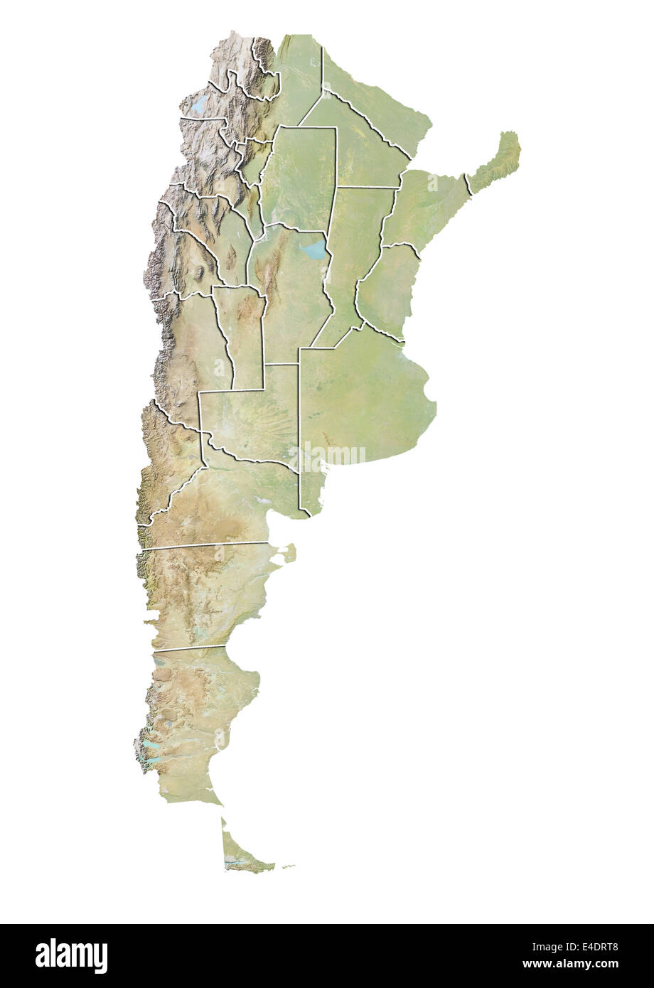 Argentina, Rilievo mappa con i confini della provincia Foto Stock