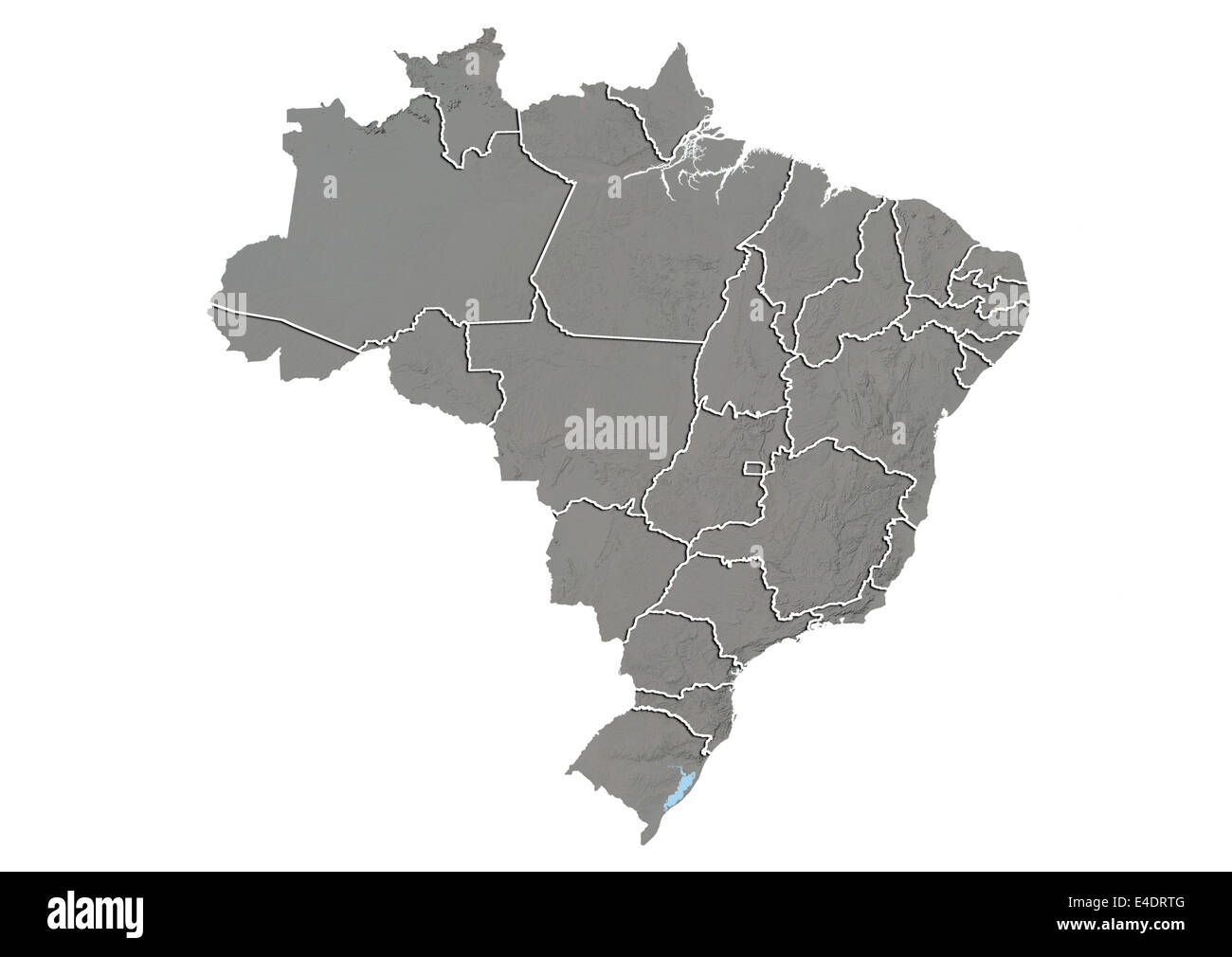 Il Brasile, Rilievo mappa con i confini di stato Foto Stock