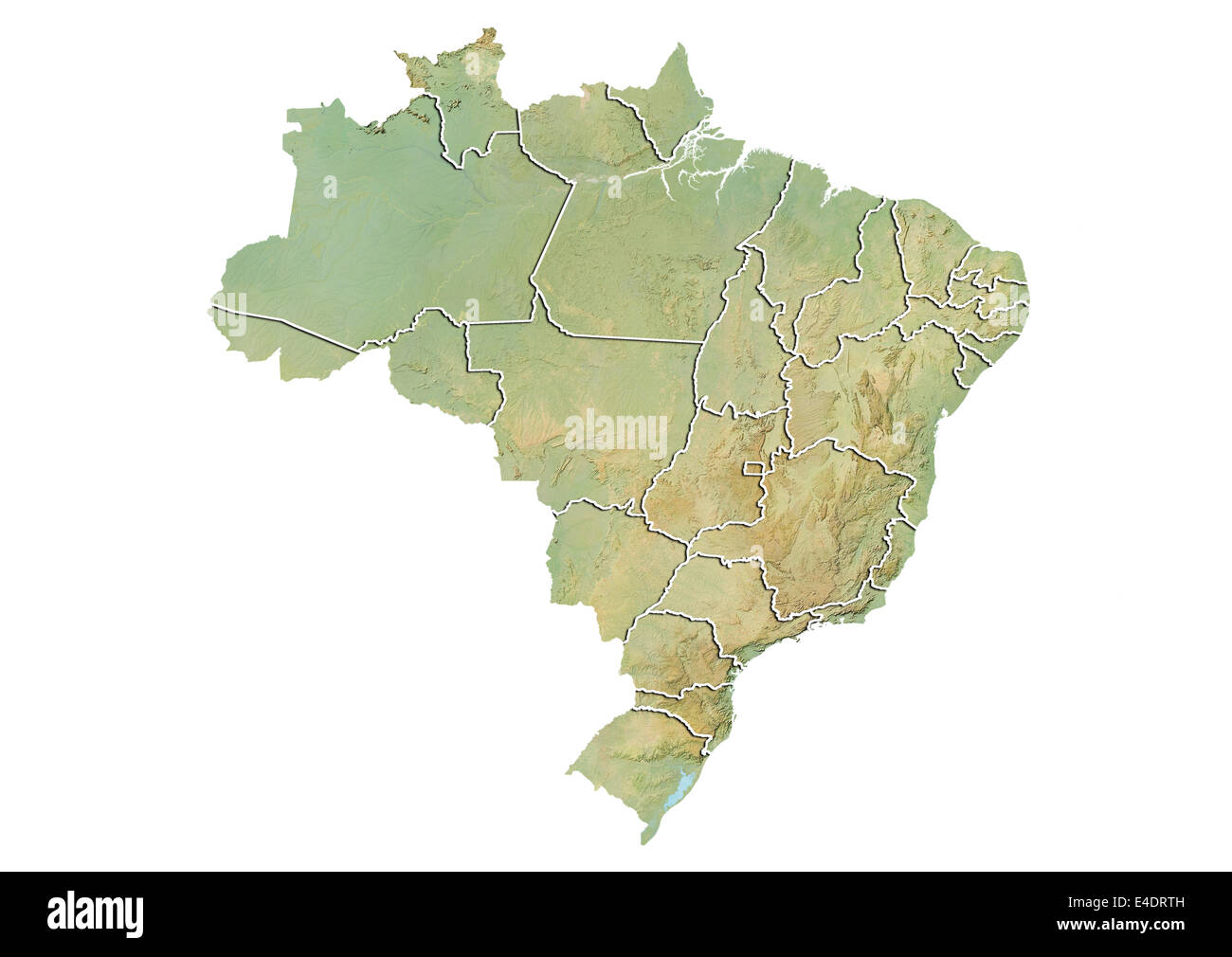 Il Brasile, Rilievo mappa con i confini di stato Foto Stock
