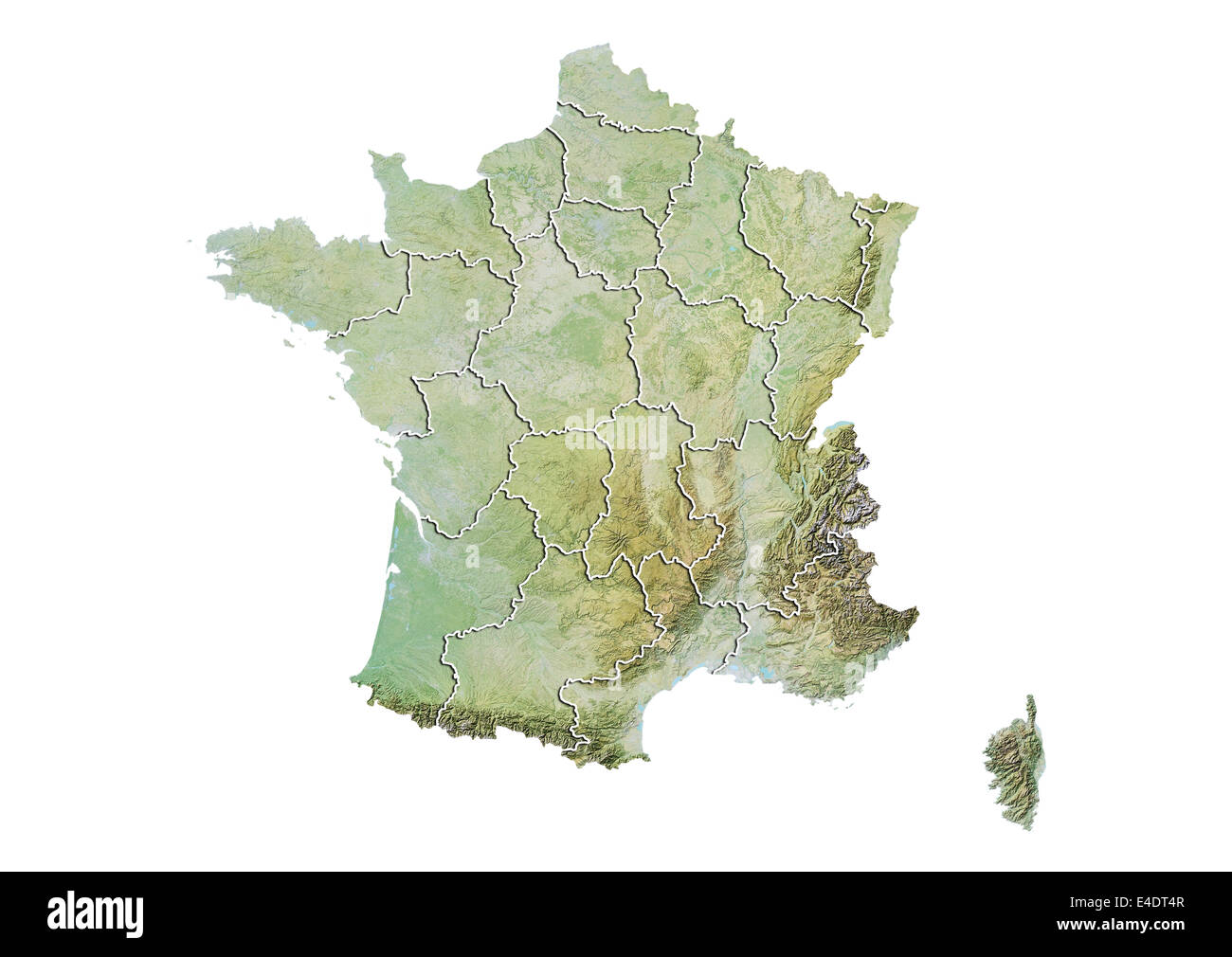 Francia, Rilievo mappa con i limiti di zona Foto Stock