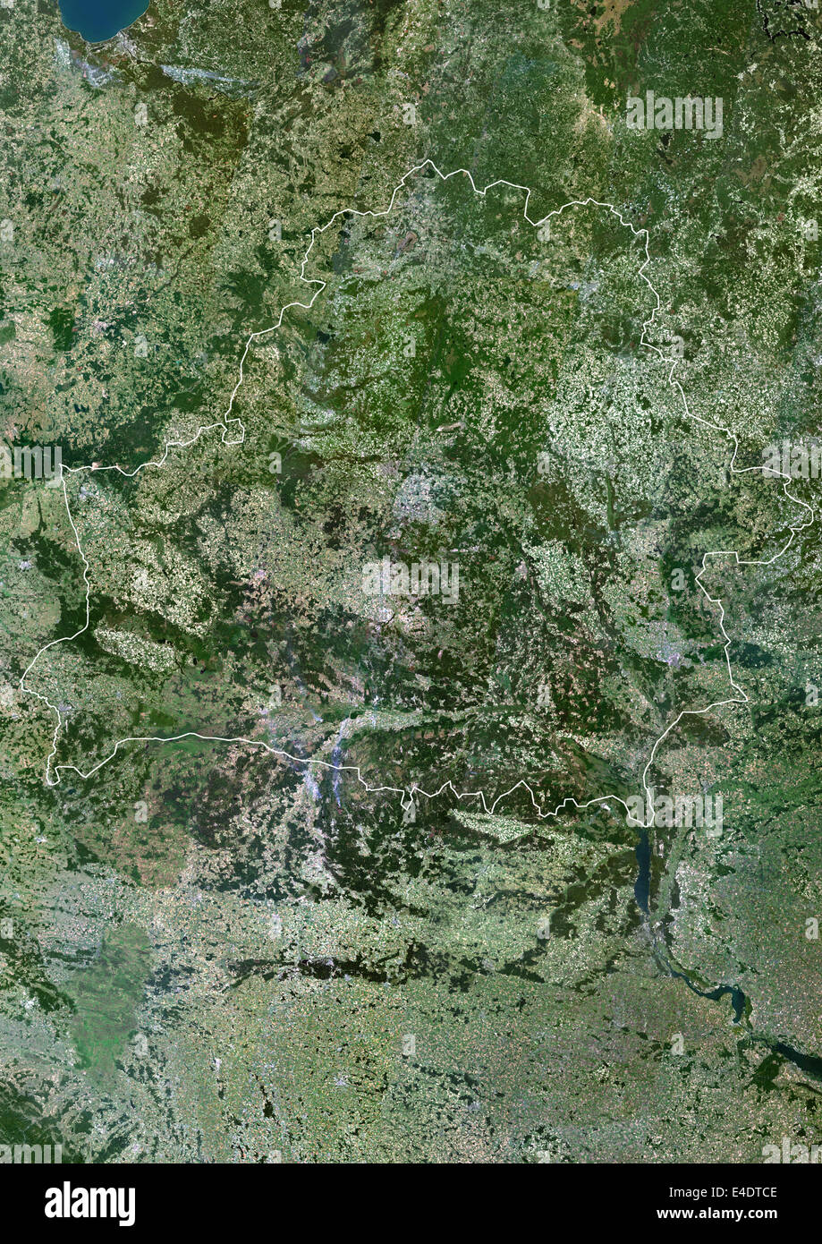 La Bielorussia, Europa, True Color satellitare immagine con bordo. Vista satellitare della Bielorussia (con bordi). Questa immagine è stata compilata dal Foto Stock