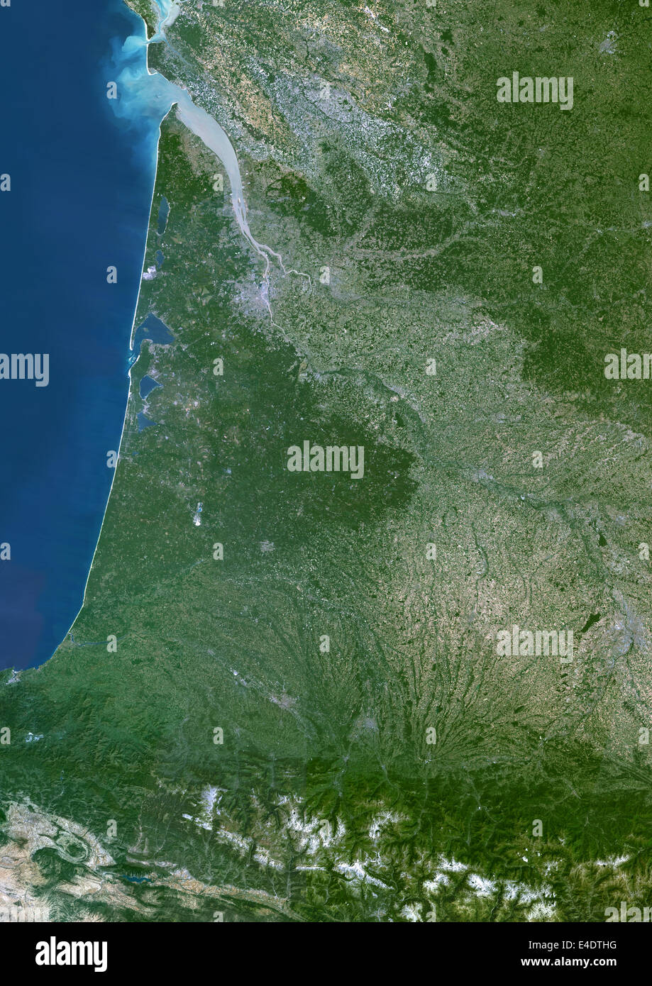 Regione Aquitania, in Francia, True Color satellitare immagine. Regione Aquitania, in Francia, true color satellitare immagine. Questa immagine è stata com Foto Stock