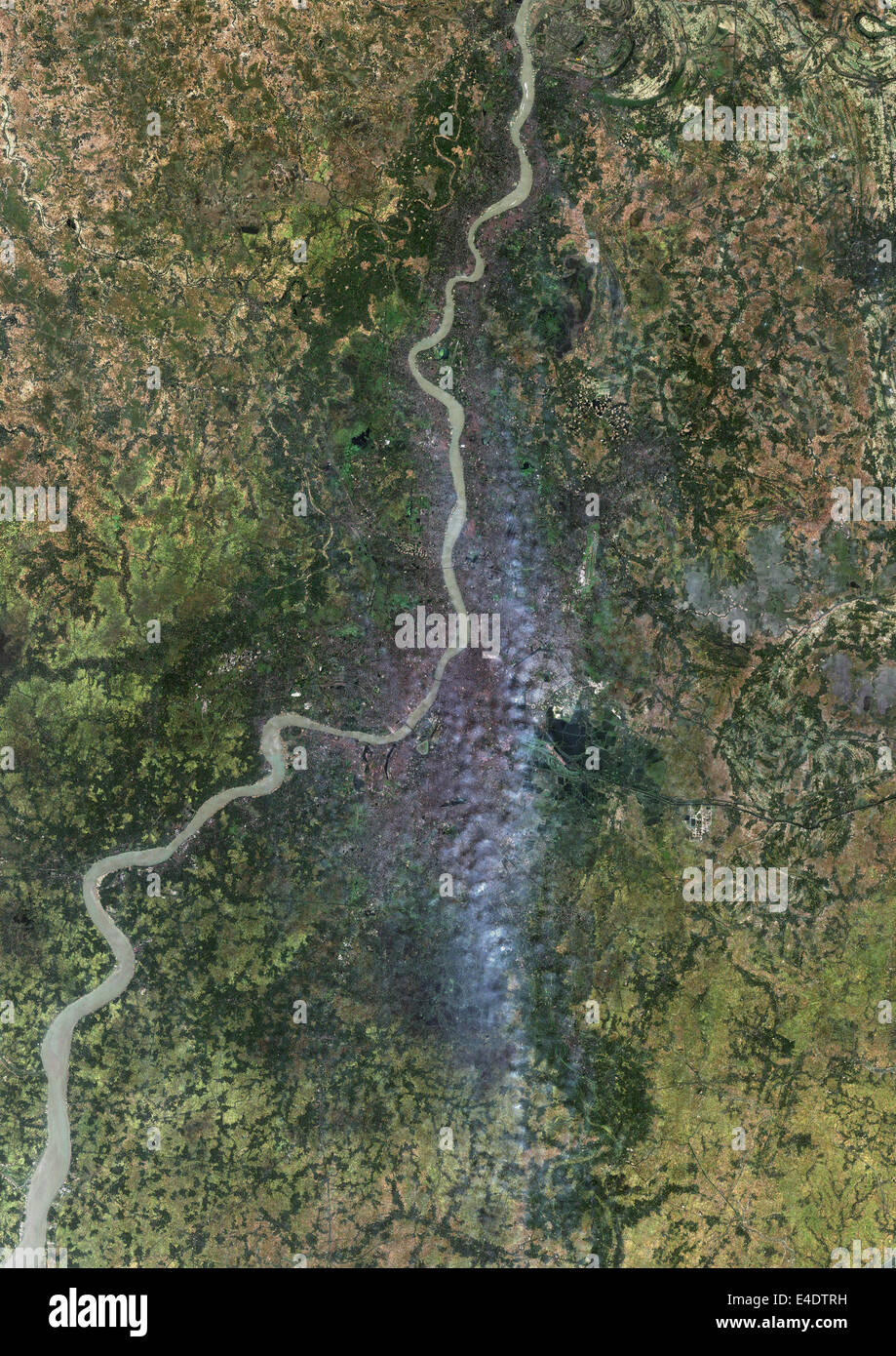Calcutta, India, True Color satellitare immagine. Calcutta, India. True color satellitare immagine della città di Calcutta, presa su 17 Foto Stock