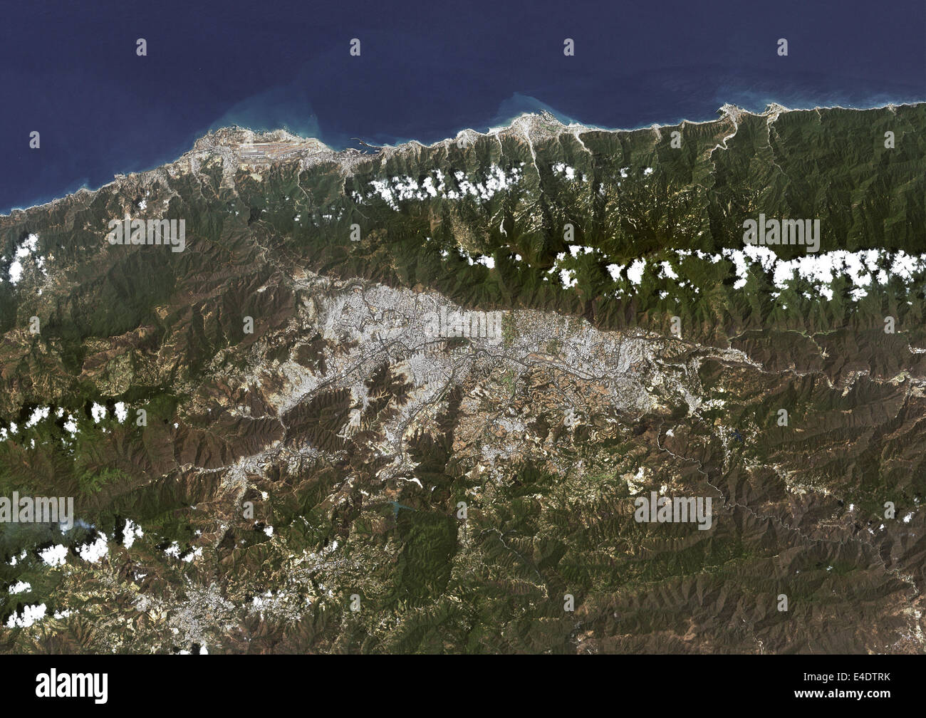 Caracas, Venezuela, True Color satellitare immagine. Caracas, Venezuela. True color satellitare immagine di Caracas, la città capitale di Ven Foto Stock