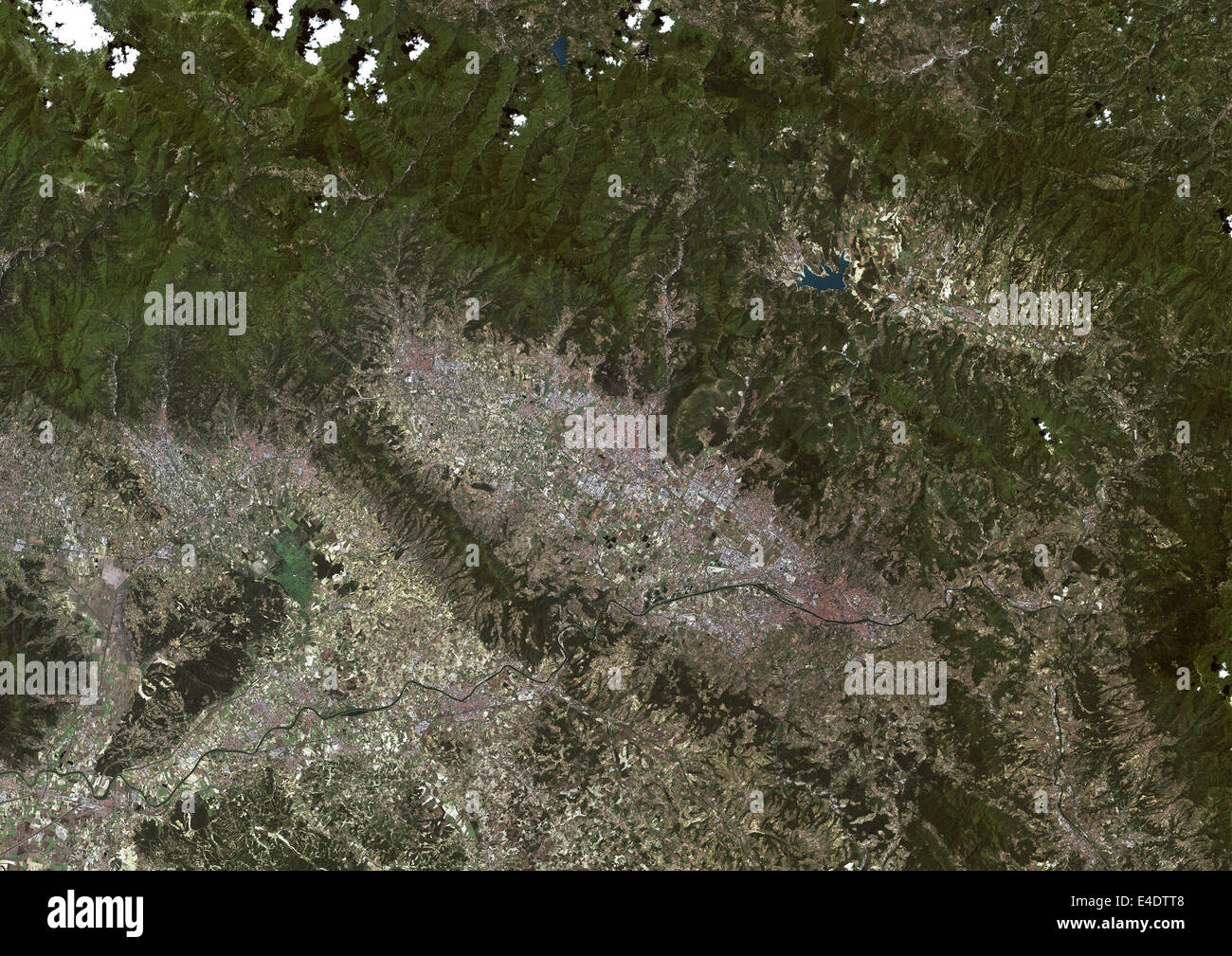 Firenze, Italia, True Color satellitare immagine. Firenze, Italia. True color satellitare immagine della città di Firenze, presa su 20 Foto Stock