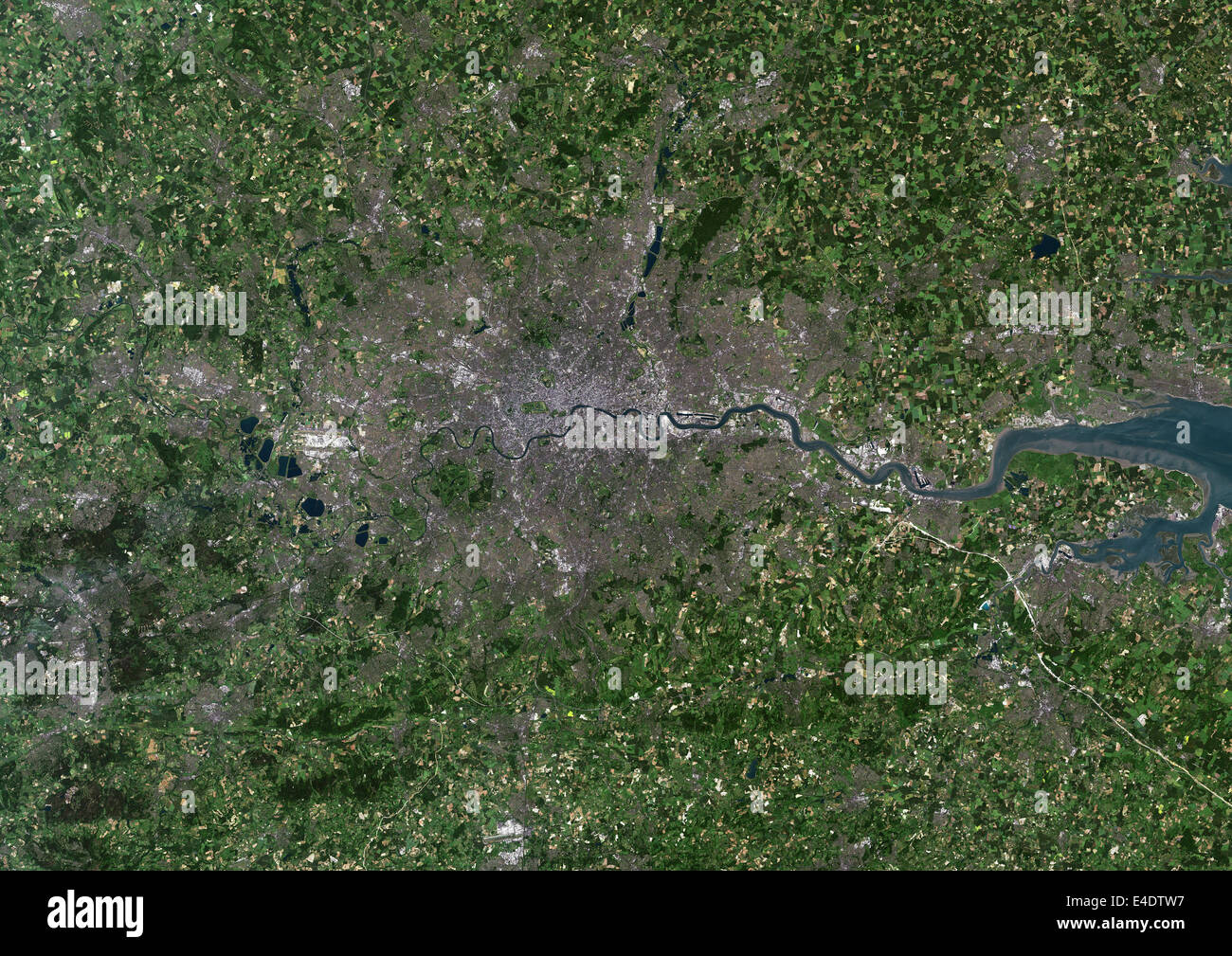 Londra, UK, True Color satellitare immagine. Londra, Inghilterra, Regno Unito. True color satellitare immagine di Londra, la città capitale del Regno Unito. Ima Foto Stock