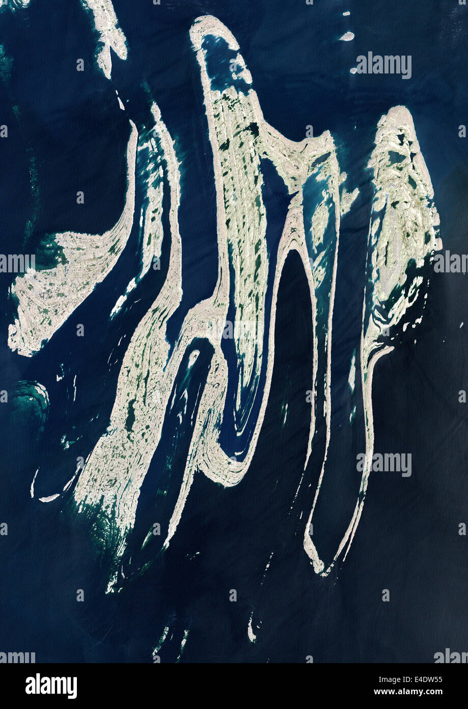 Belcher Islands, Canada, True Color satellitare immagine. La Belcher isole sono un arcipelago di circa 1500 isole, in Hudson Ba Foto Stock Belcher Islands, Canada, True Color satellitare immagine. La Belcher isole sono un arcipelago di circa 1500 isole, in Hudson Ba Foto Stock