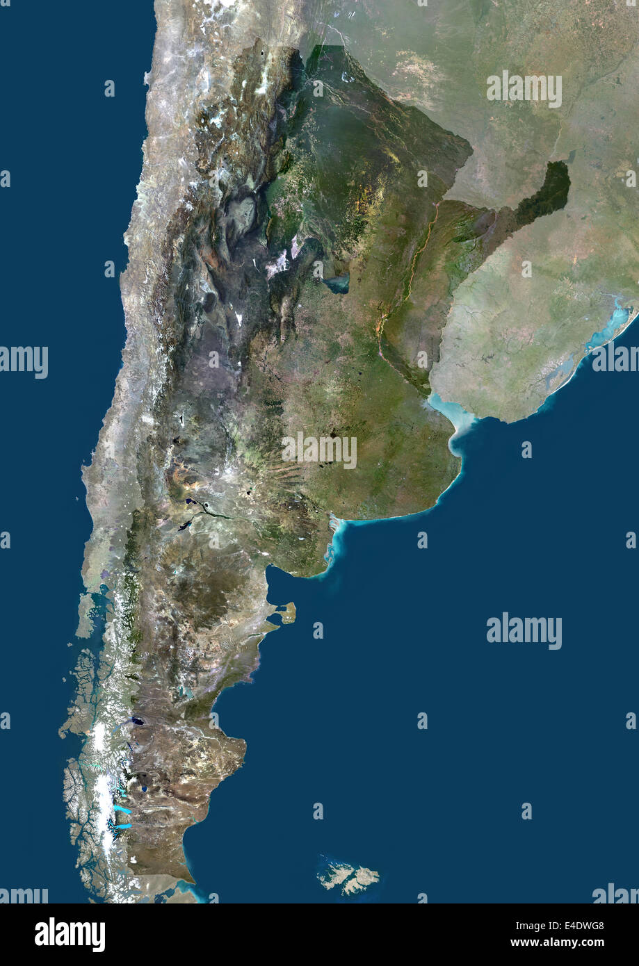 Argentina, Sud America, True Color satellitare immagine con maschera. Vista satellitare di Argentina (con maschera). Questa immagine è stata compilare Foto Stock