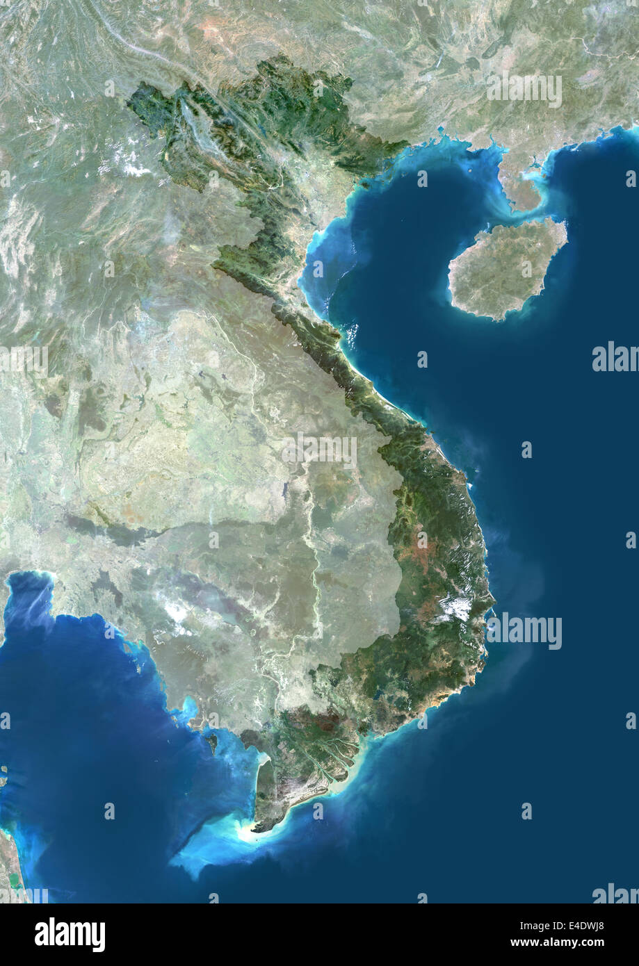 Il Vietnam, Asia, True Color satellitare immagine con maschera. Vista satellitare del Vietnam (con maschera). Questa immagine è stata elaborata sulla base dei dati di un Foto Stock