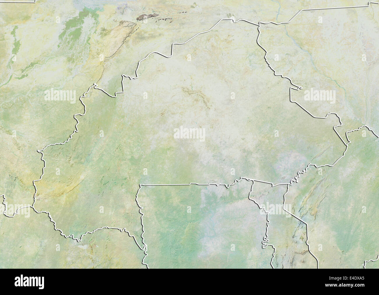 Il Burkina Faso, carta in rilievo con bordo Foto Stock