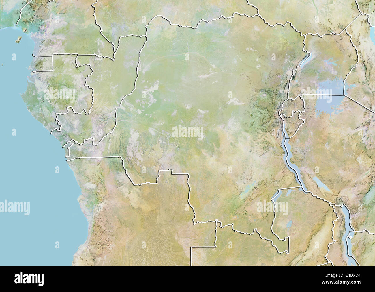 Repubblica democratica del Congo, carta in rilievo con bordo Foto Stock