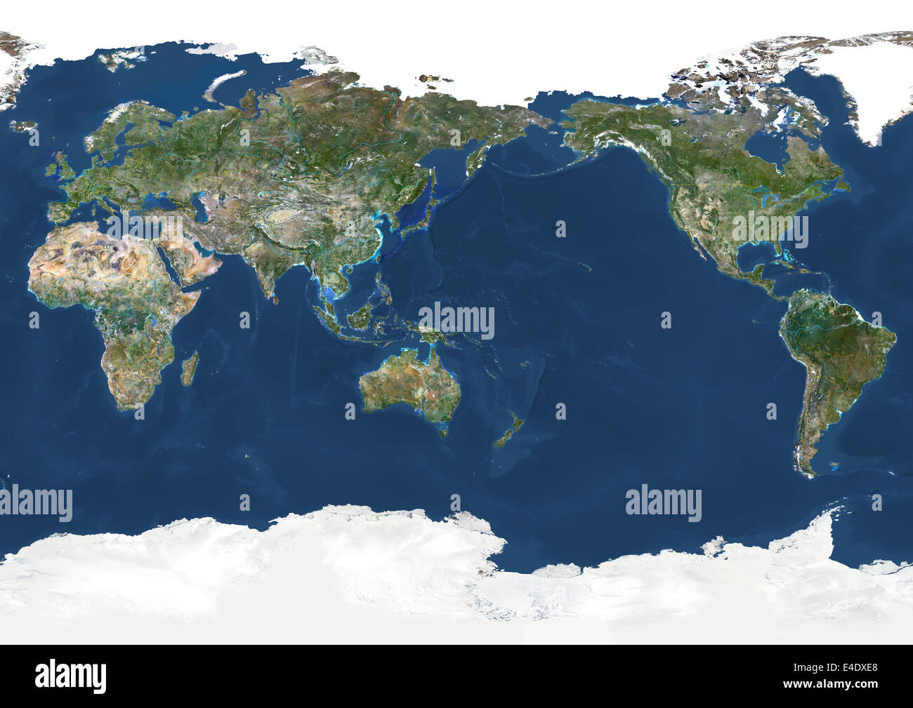 Terra tutta centrata sull'Oceano Pacifico, True Color immagine satellitare. True color Immagine satellitare della terra tutta centrata sul Foto Stock