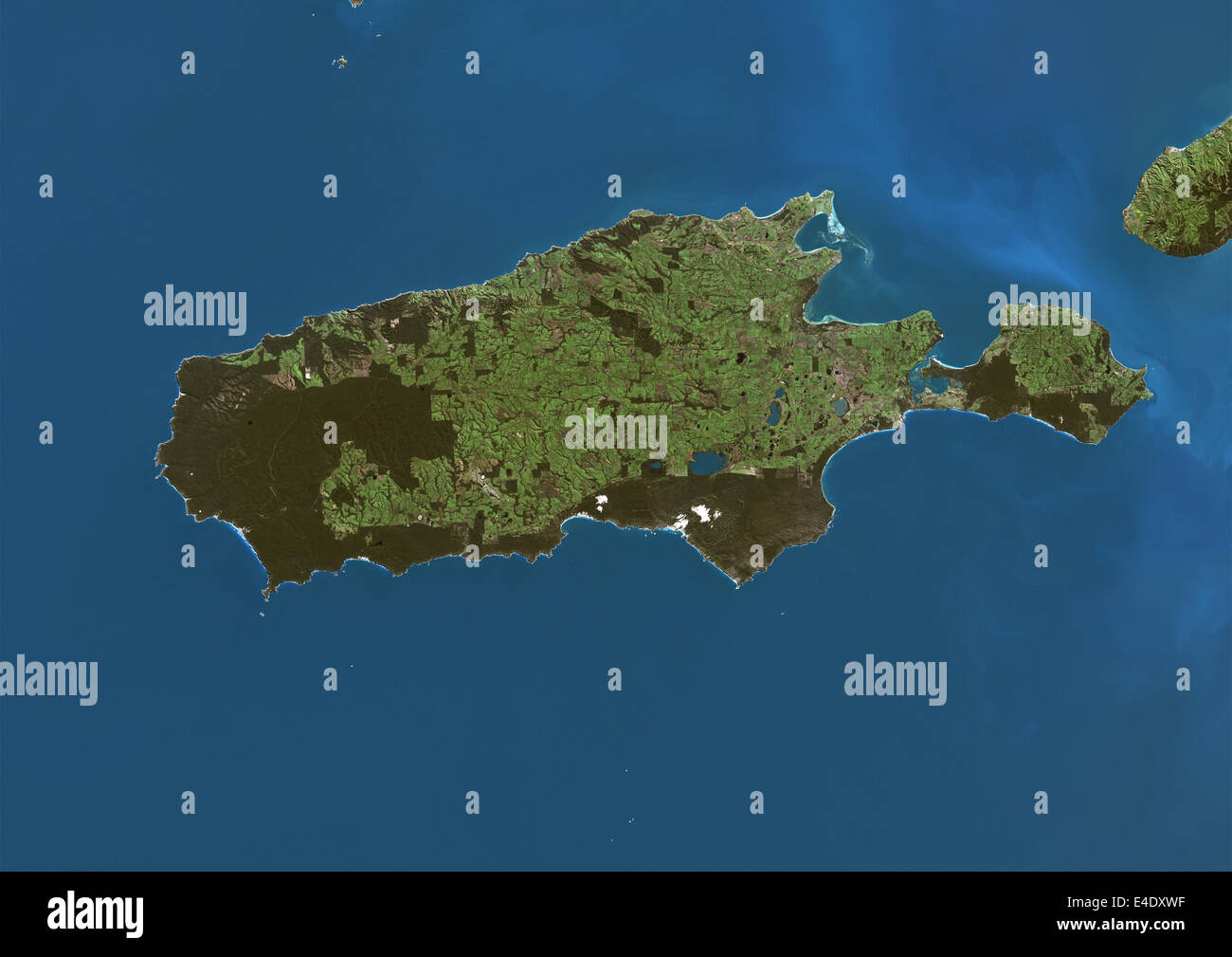 Kangaroo Island, in Australia, True Color immagine satellitare. True color satellitare immagine di Kangaroo Island, in Australia il terzo grande Foto Stock