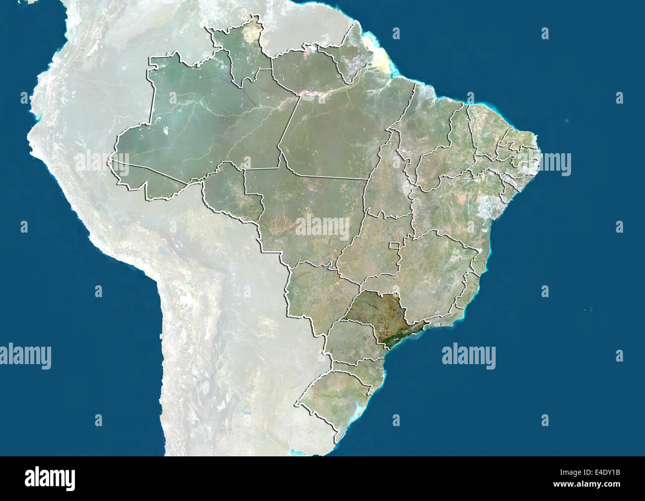 Il Brasile e lo stato di Sao Paulo, True Color satellitare immagine Foto Stock