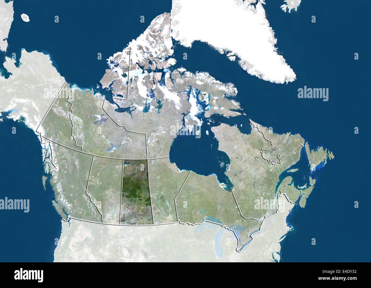 Il Canada e la provincia di Saskatchewan, True Color satellitare immagine Foto Stock